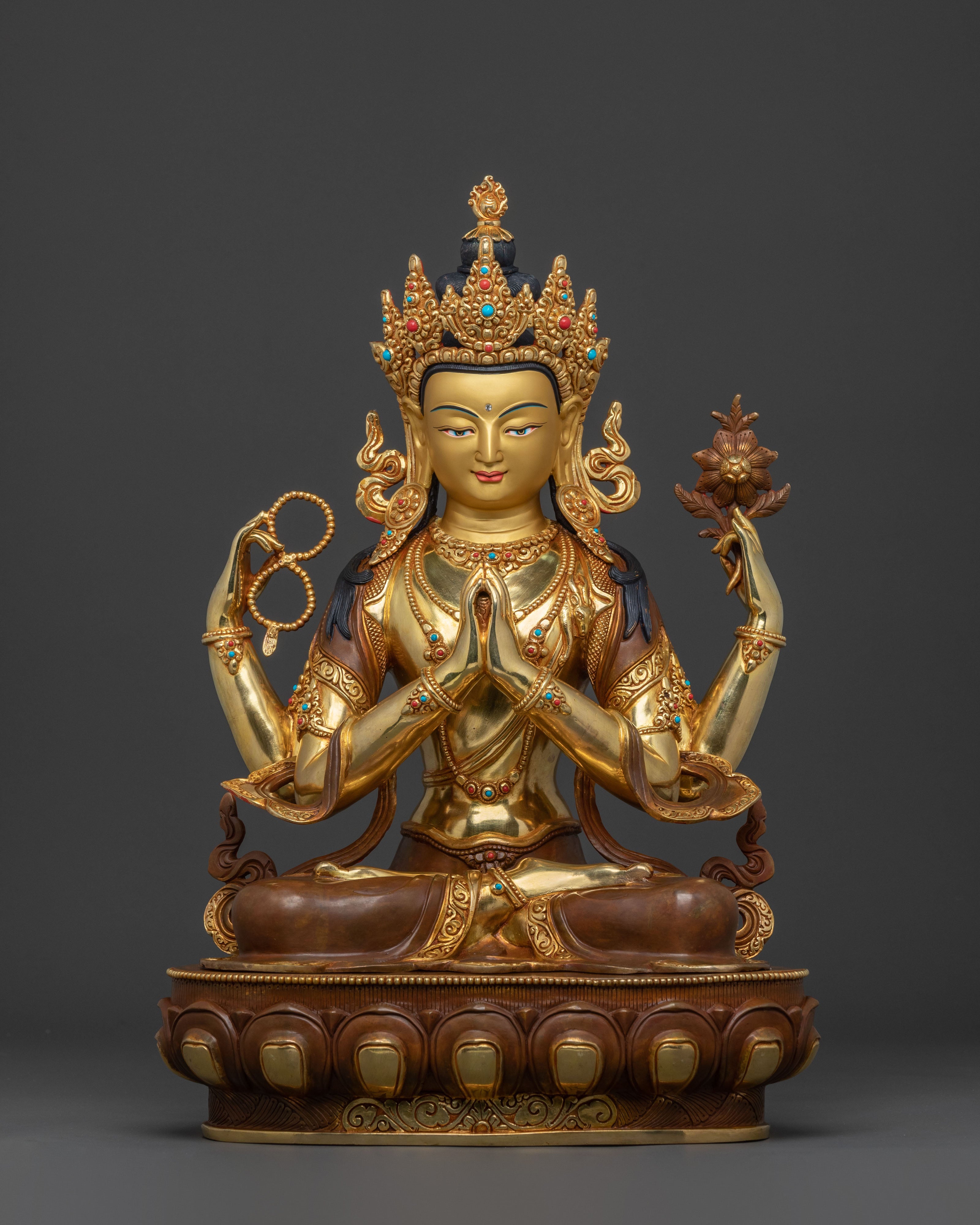 Chenrezig Altar Statue for Rituals | Altar Decor for Spiritual Blessings