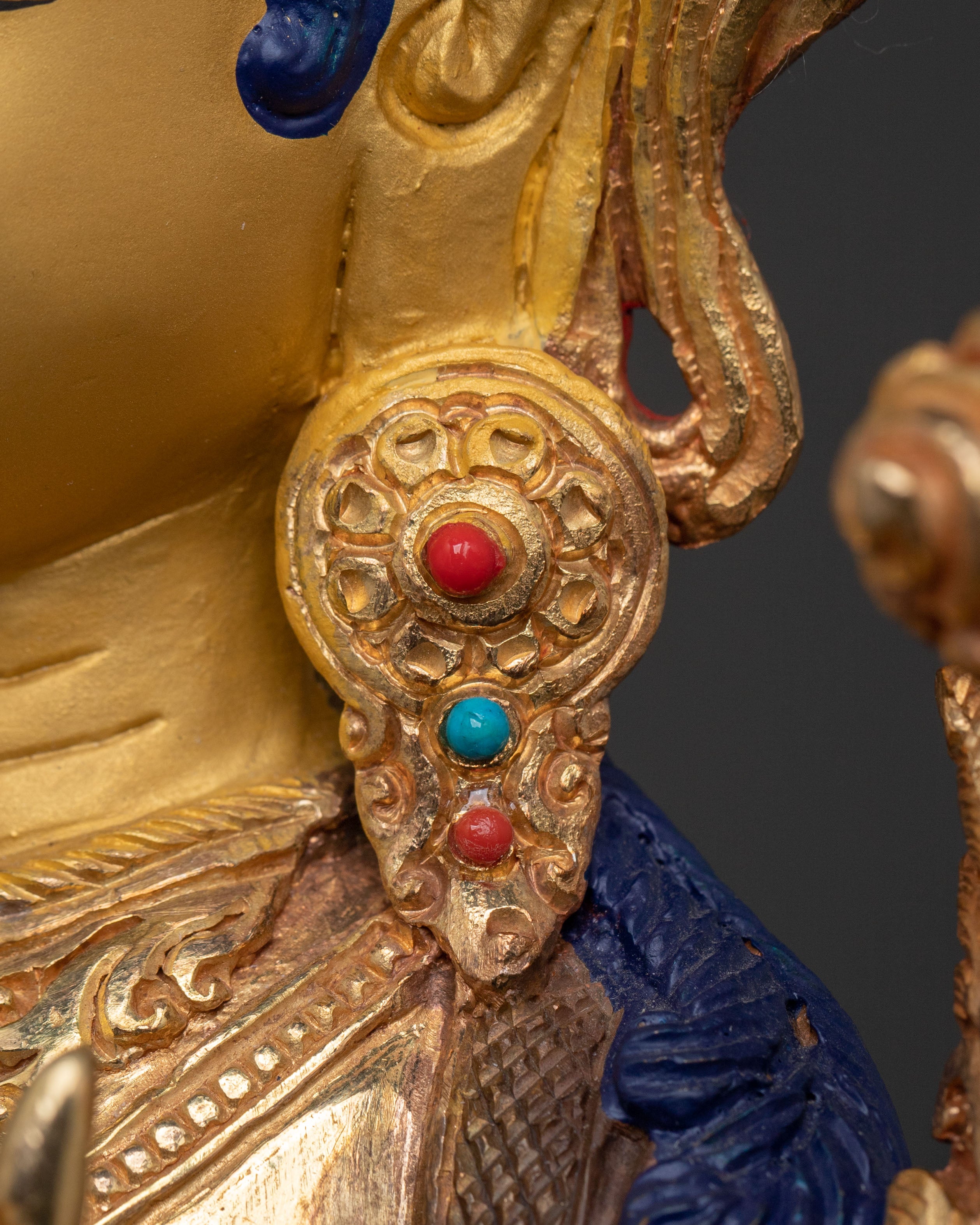 Luminous Green Tara Golden Statue: Antique Finish