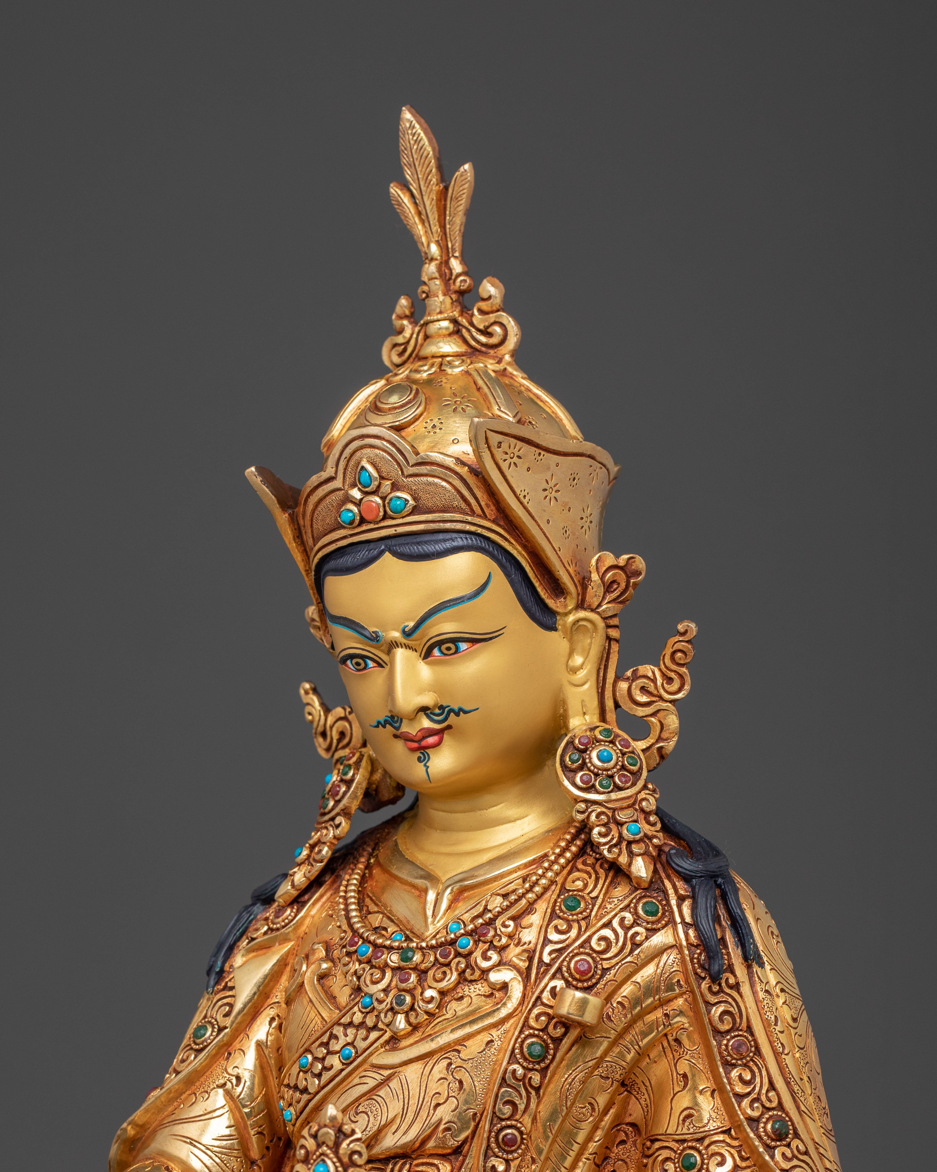 Divine Guru Rinpoche Padmasambhava Statue – 24K Gold Gilded