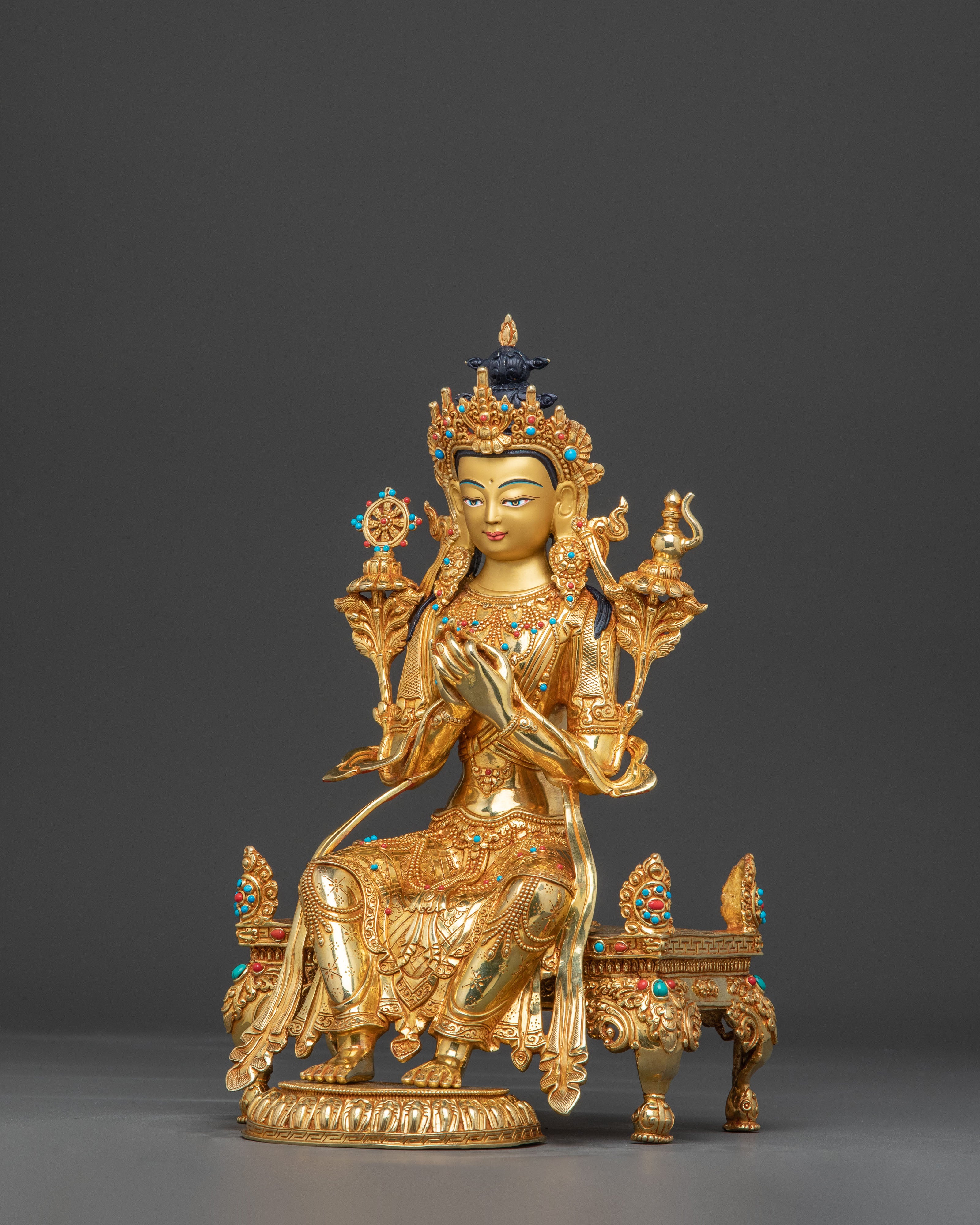 Maitreya Buddha 24K Gold Gilded Copper Statue — Radiant Future Buddha