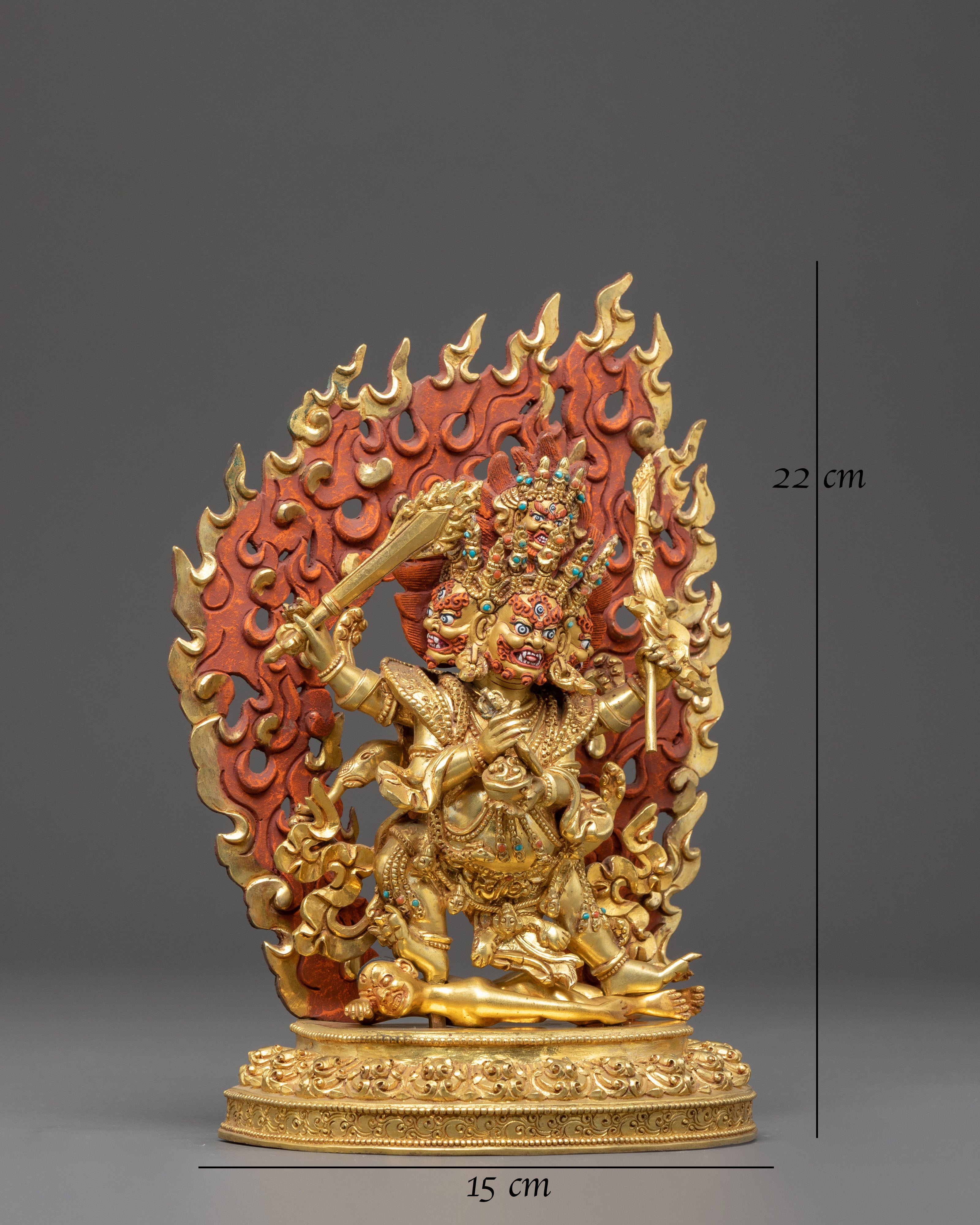 Handmade Four-Armed Mahakal Statue of Protection | Traditional Himalayan Art