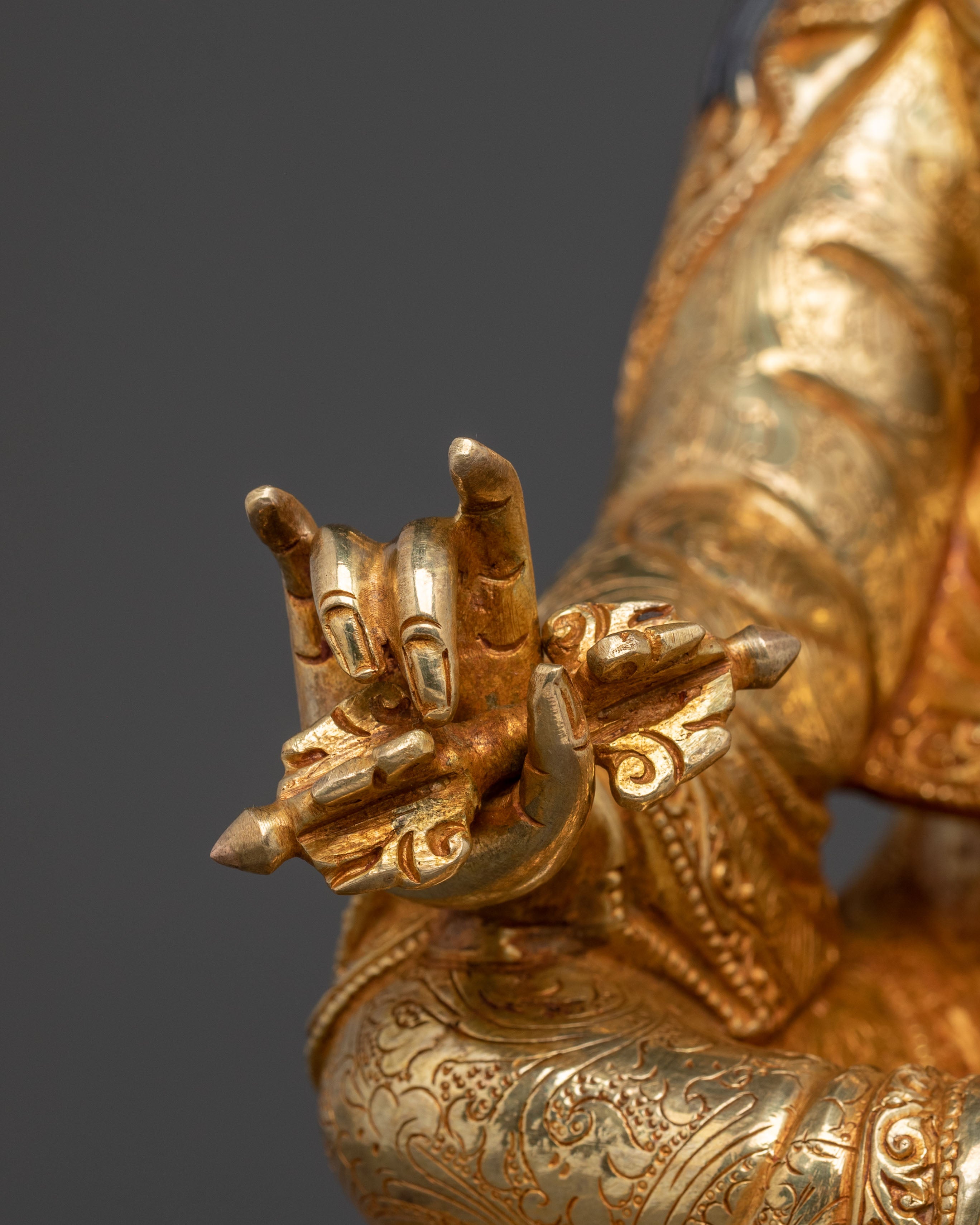 Guru Rinpoche Enlightened Master - 24K Gold Gilded Statue