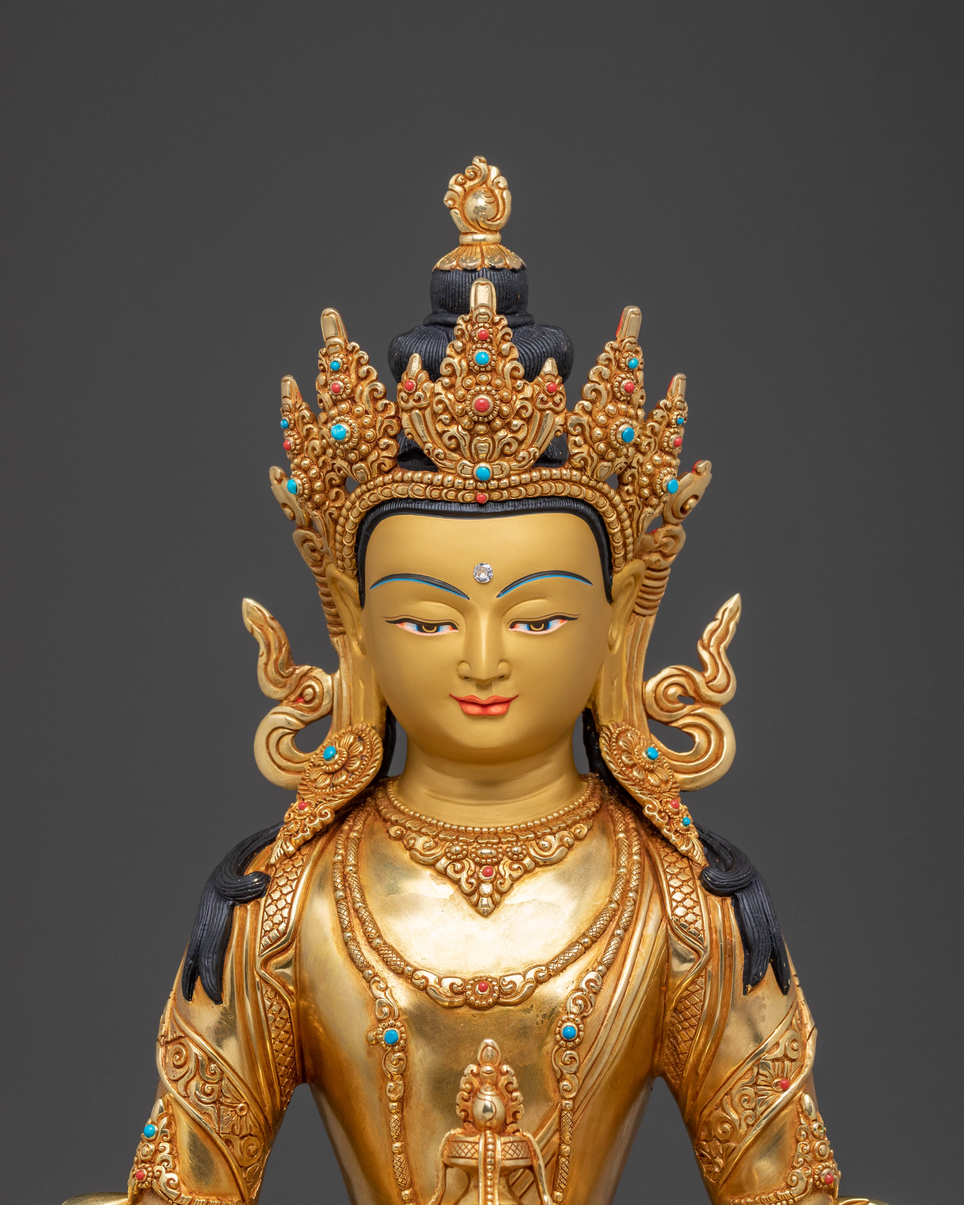 Handcrafted 24K Gold Gilded Amitayus Statue | Symbol of Longevity