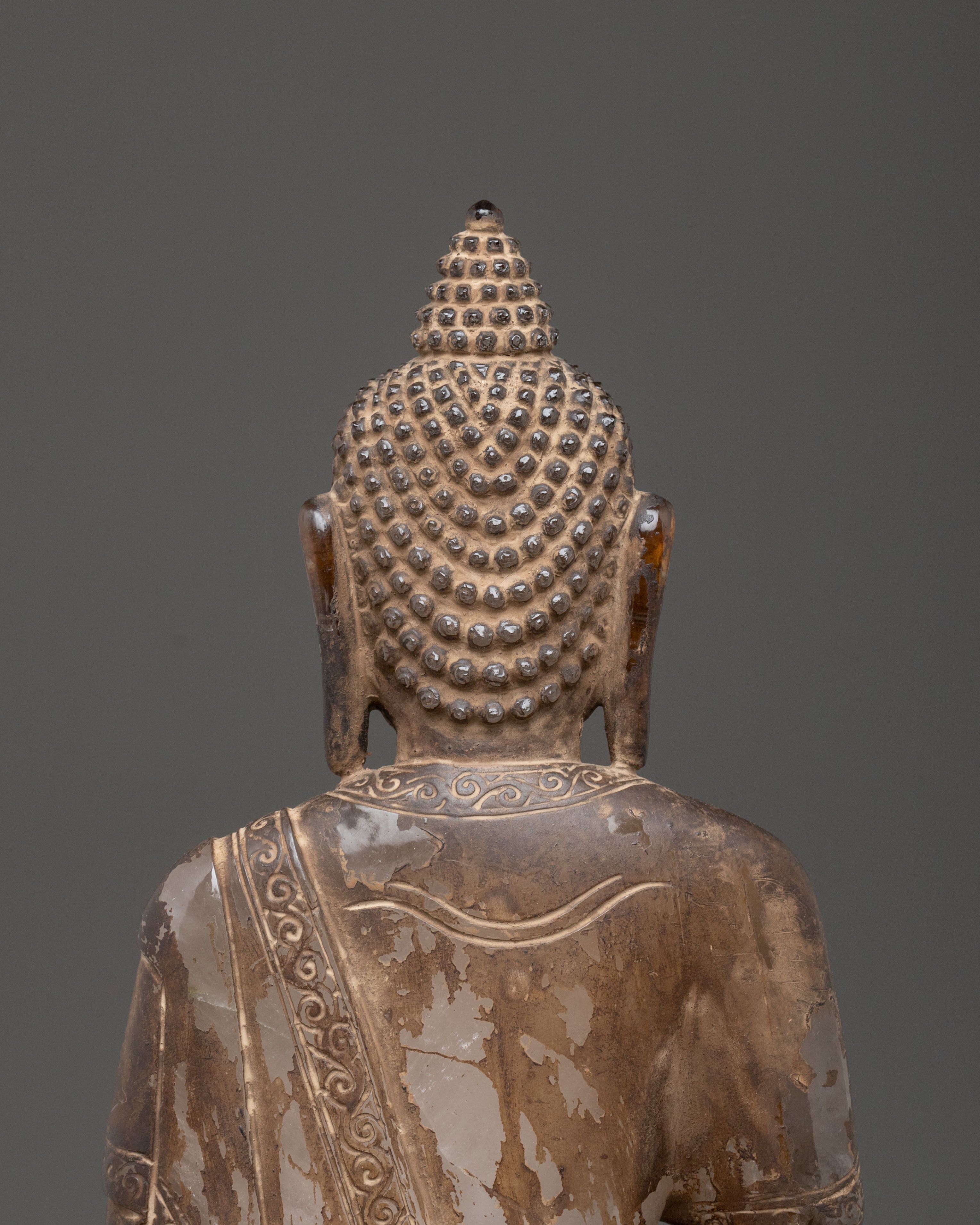 Amitabha Buddha Crystal Statue with Antique Finish