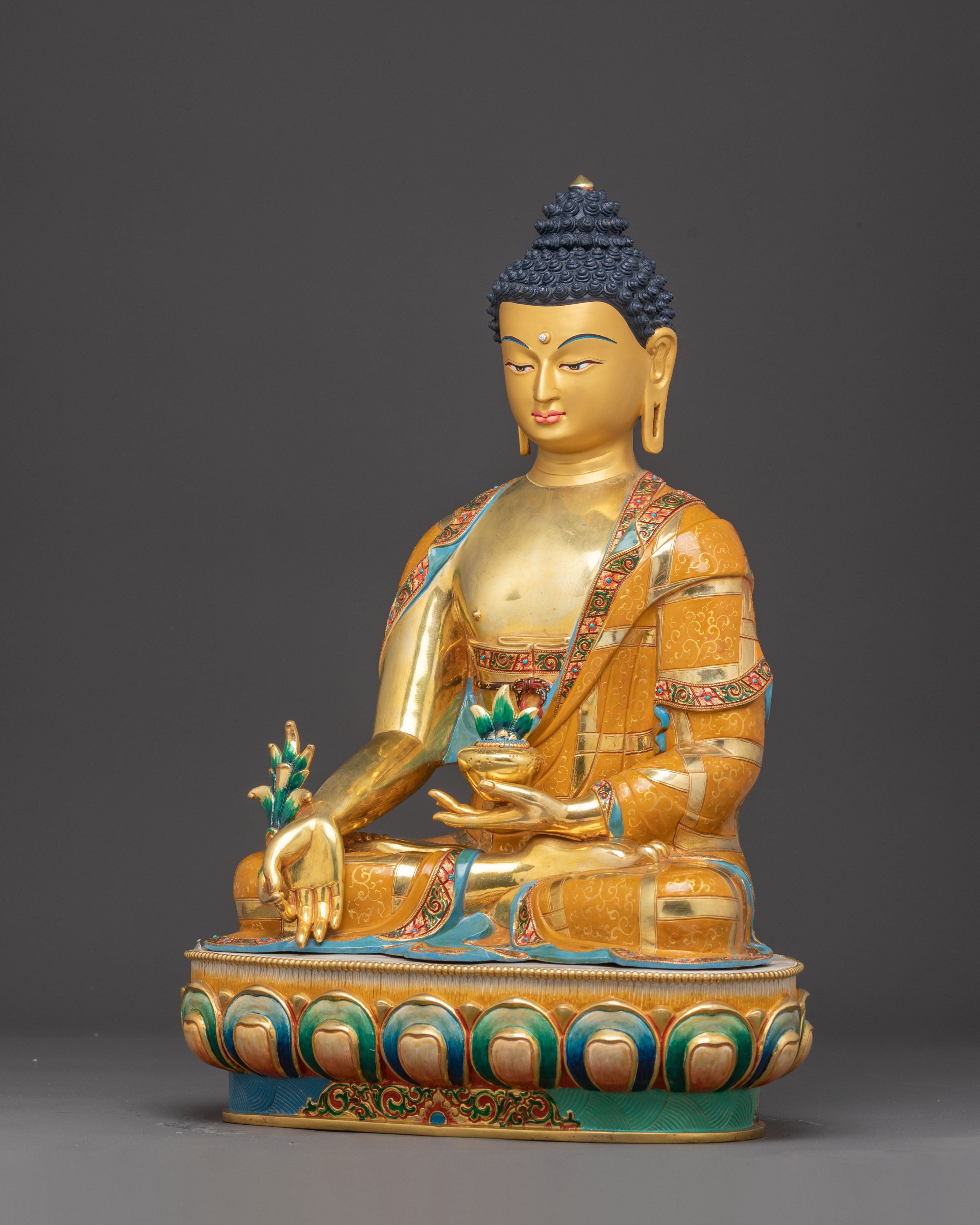Golden Healing Statue of Medicine Buddha | Divine Healer