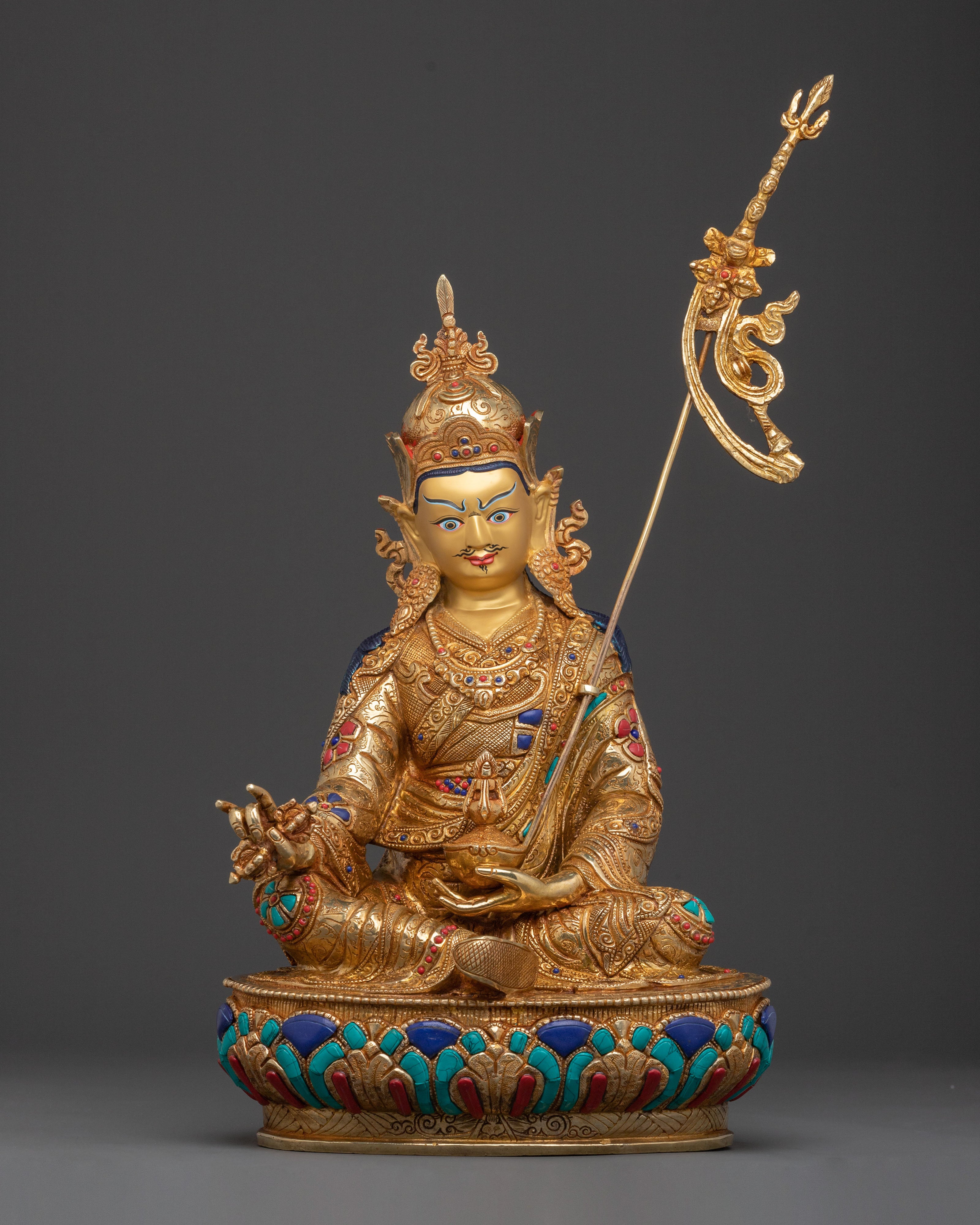Guru Rinpoche 24k Gold Gilded Statu