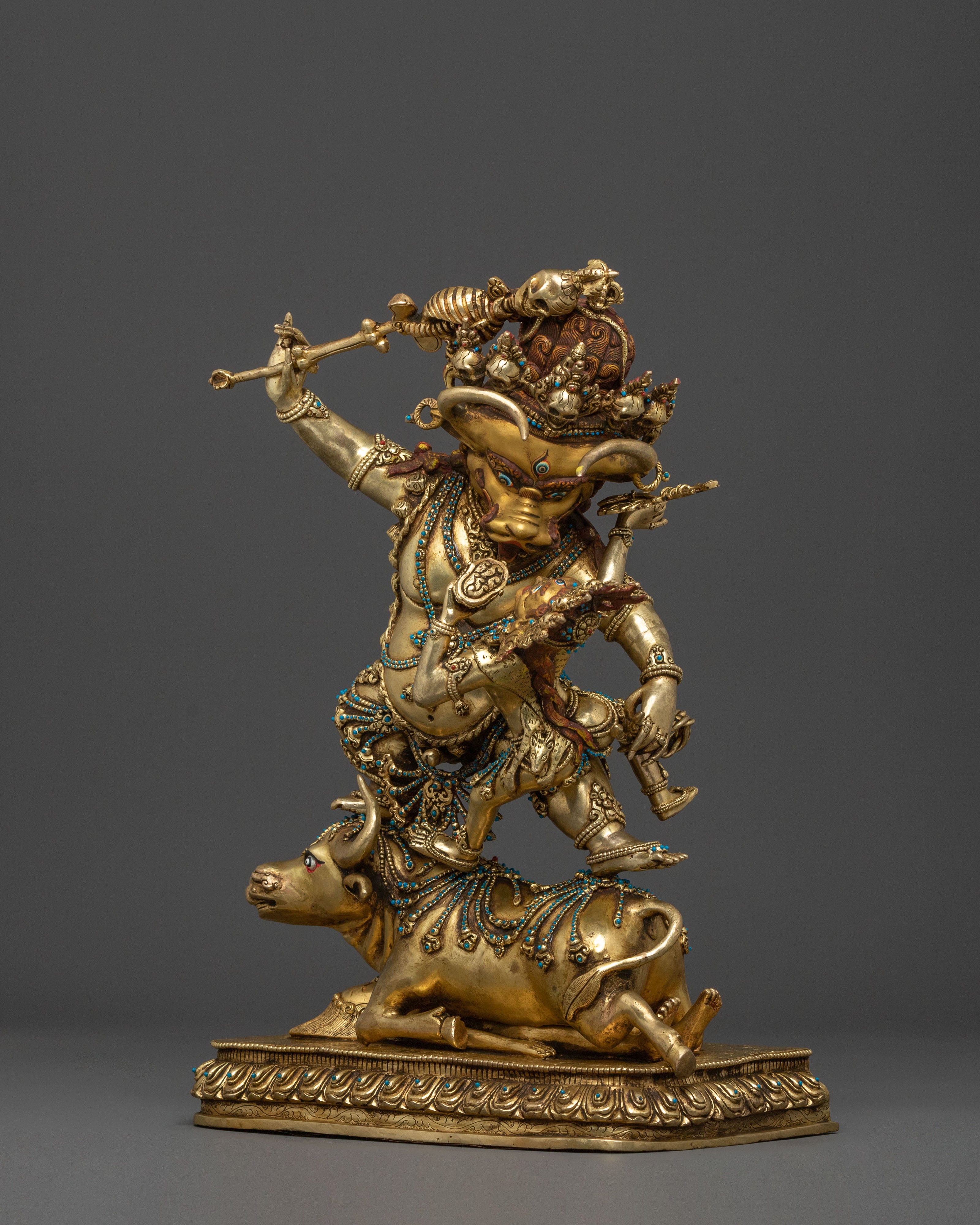 Yama Dharmaraja Protector Statue | 24k Gold Glided