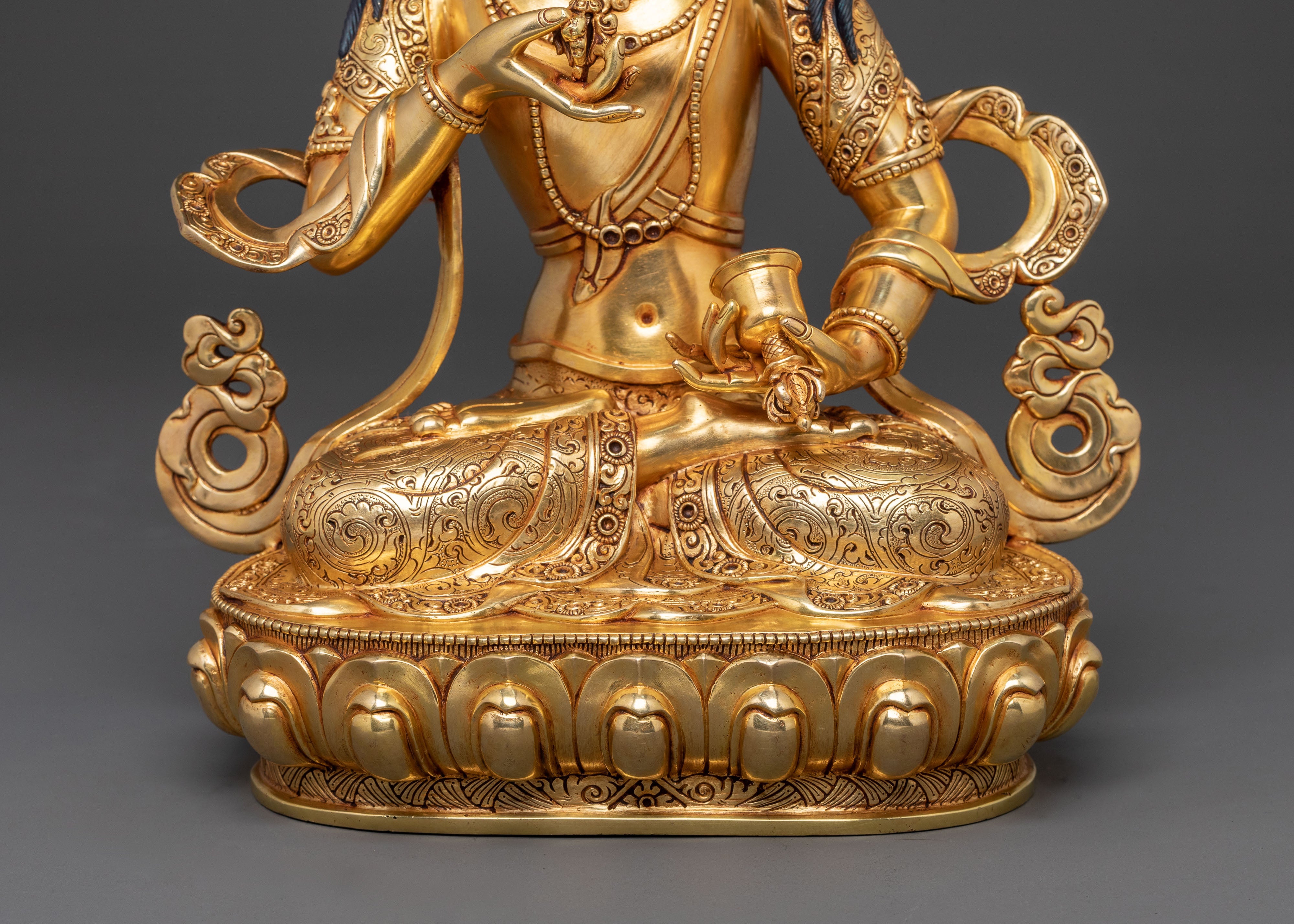 Handcrafted Vajrasattva Purification Deity Statue with 24K Gold Gilding