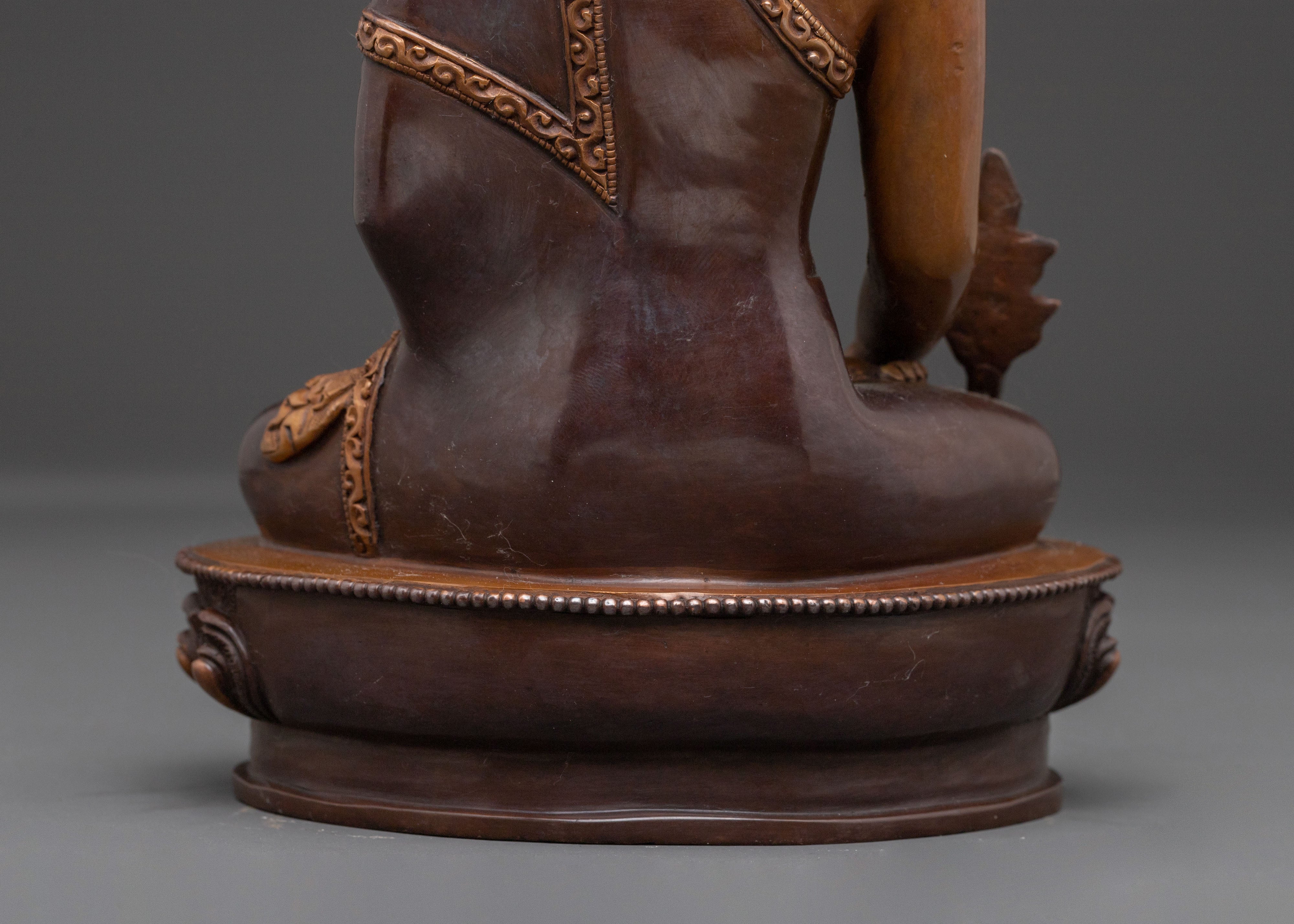 Medicine Buddha: Handcrafted Oxidized Copper Statue