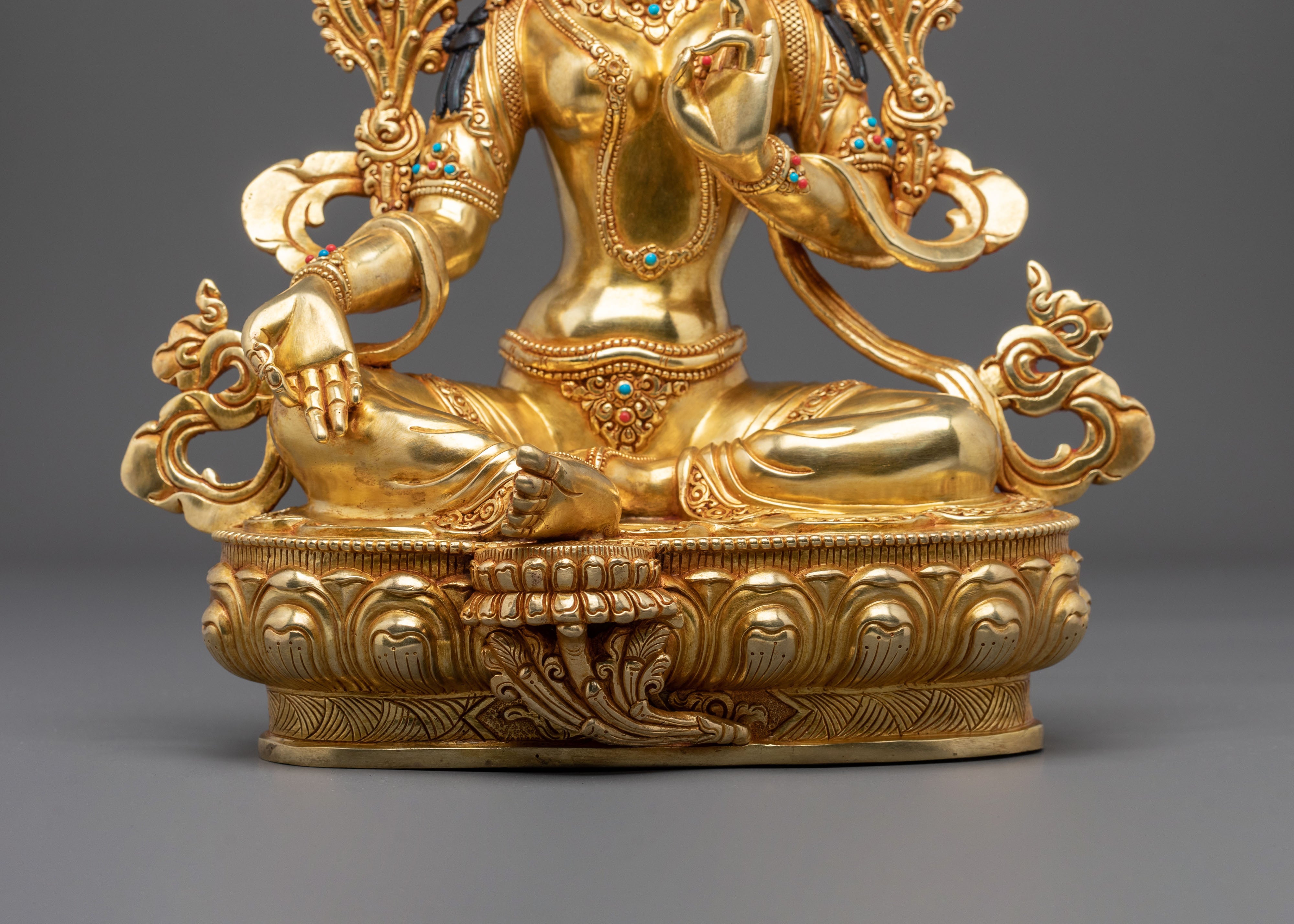 Tibetan Protector Green Tara Figurine | Handcrafted Serenity