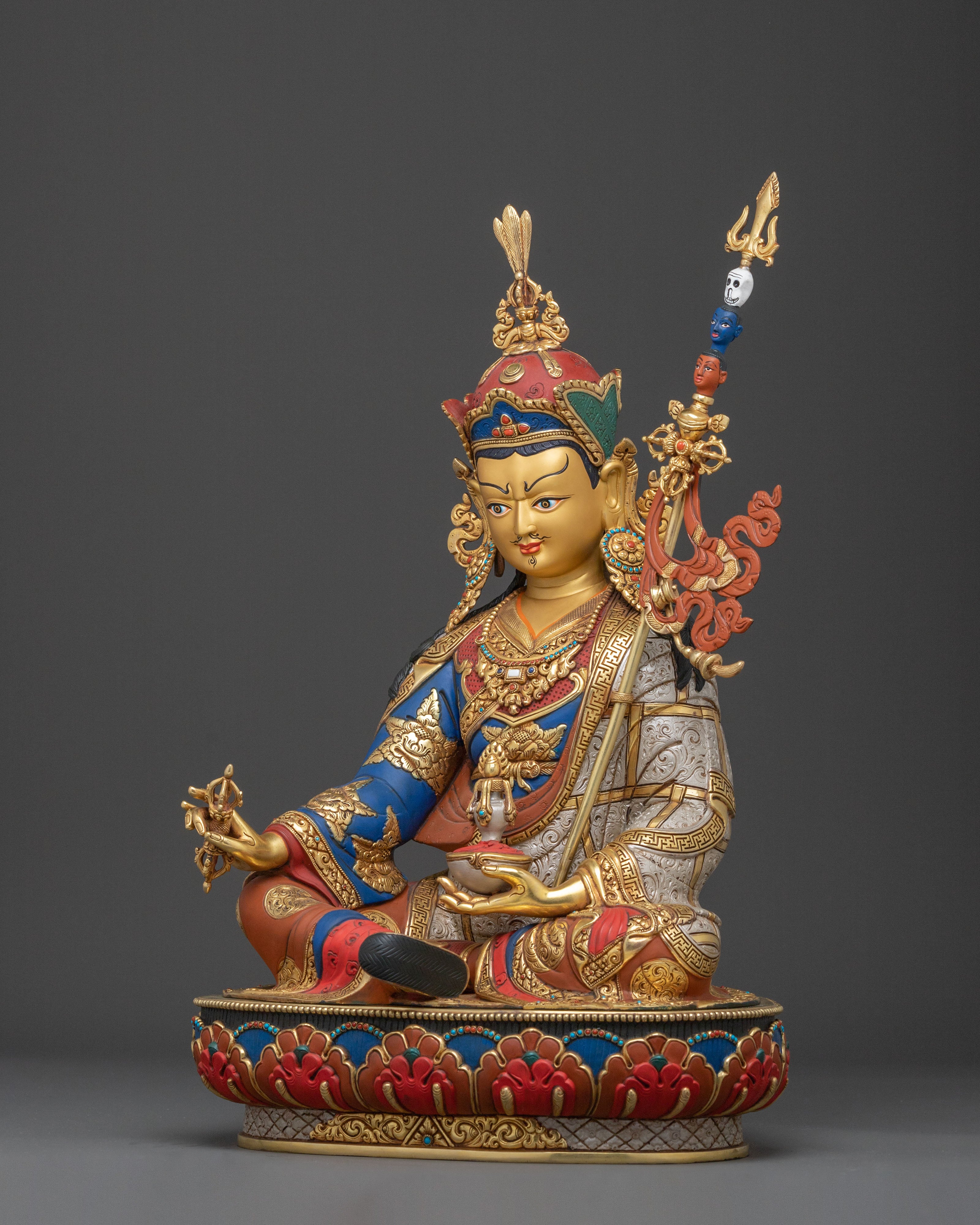 Divine Guru Rinpoche: 24K Gold Gilded Statue