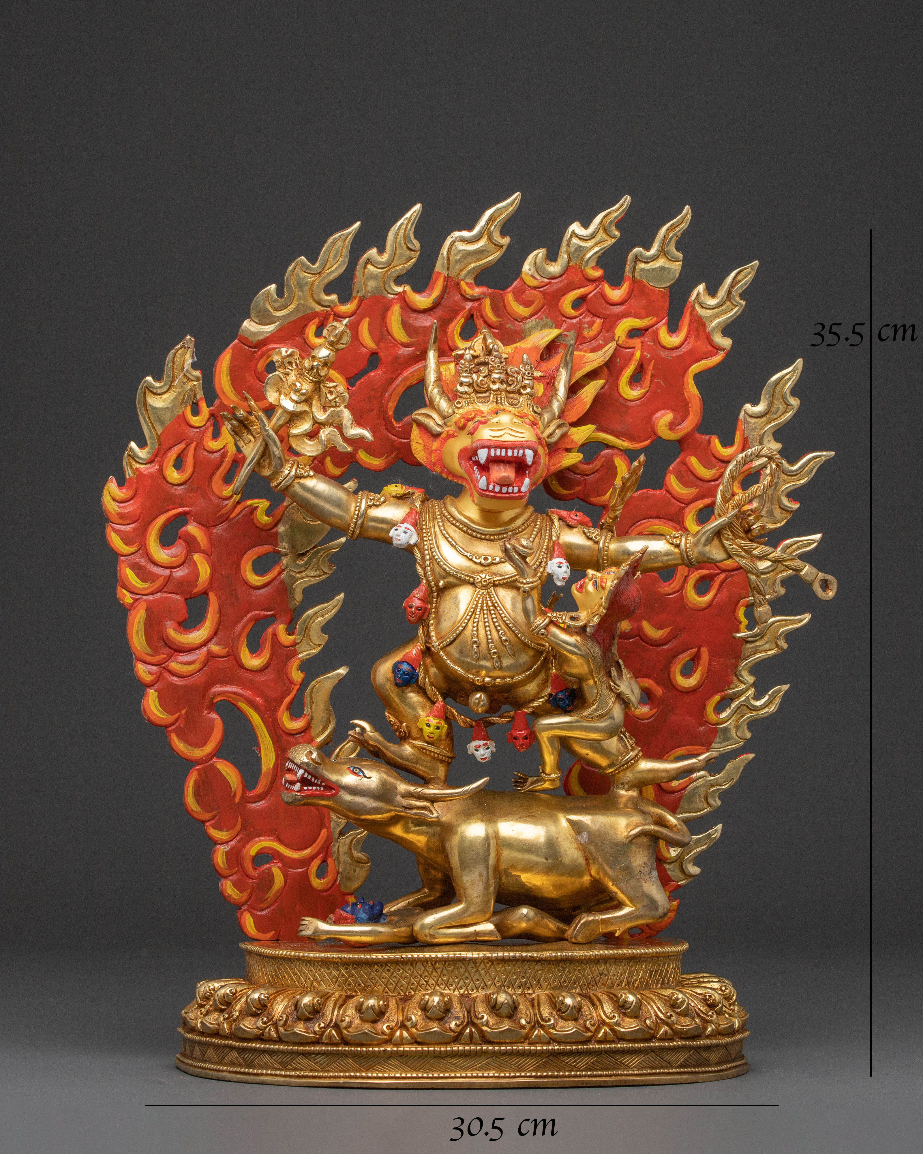 Yama Dharmaraja 24k Gold Gilded Statue | Copper Body