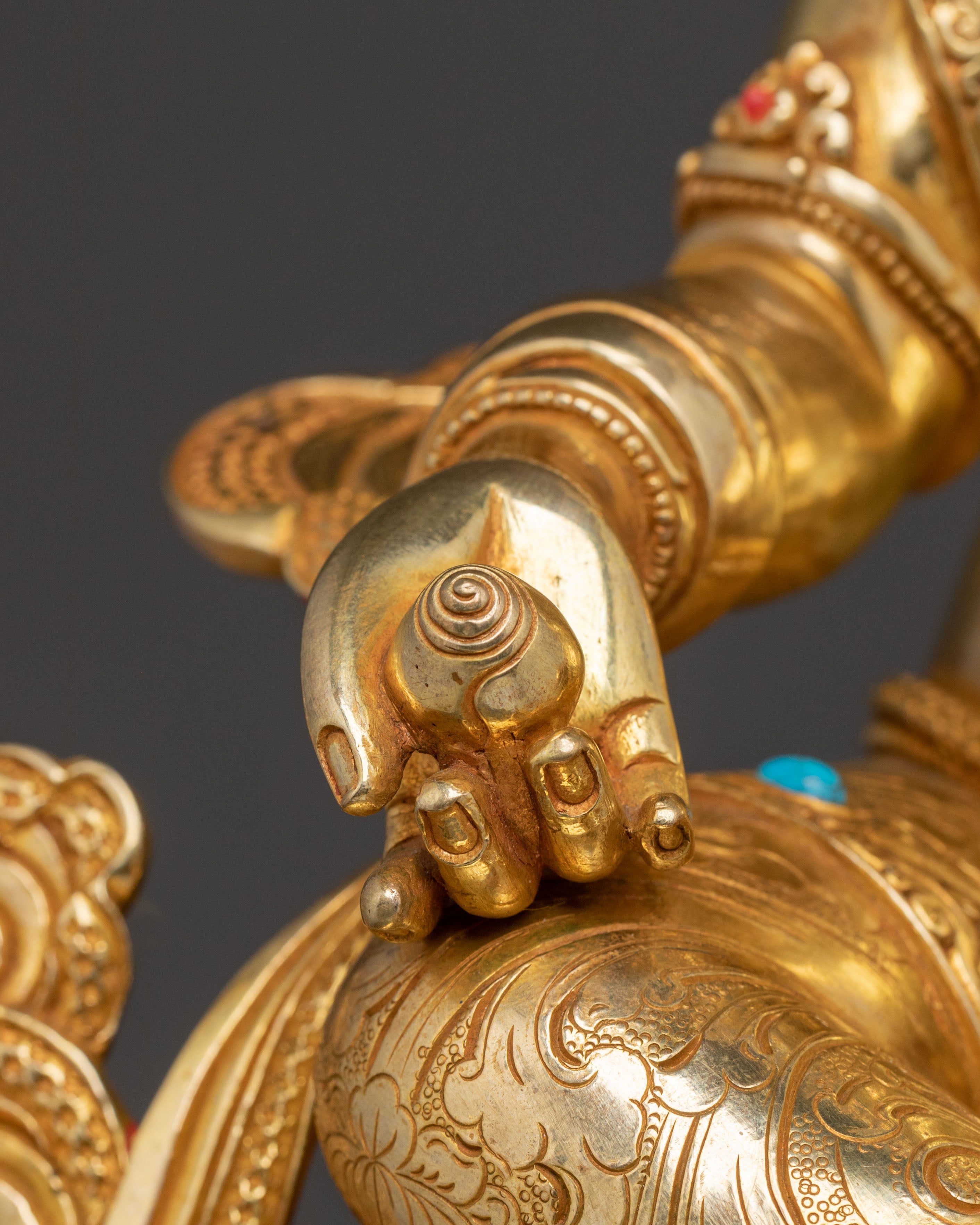 Handcrafted Dzambala Statue on Throne | Buddhist God of Wealth