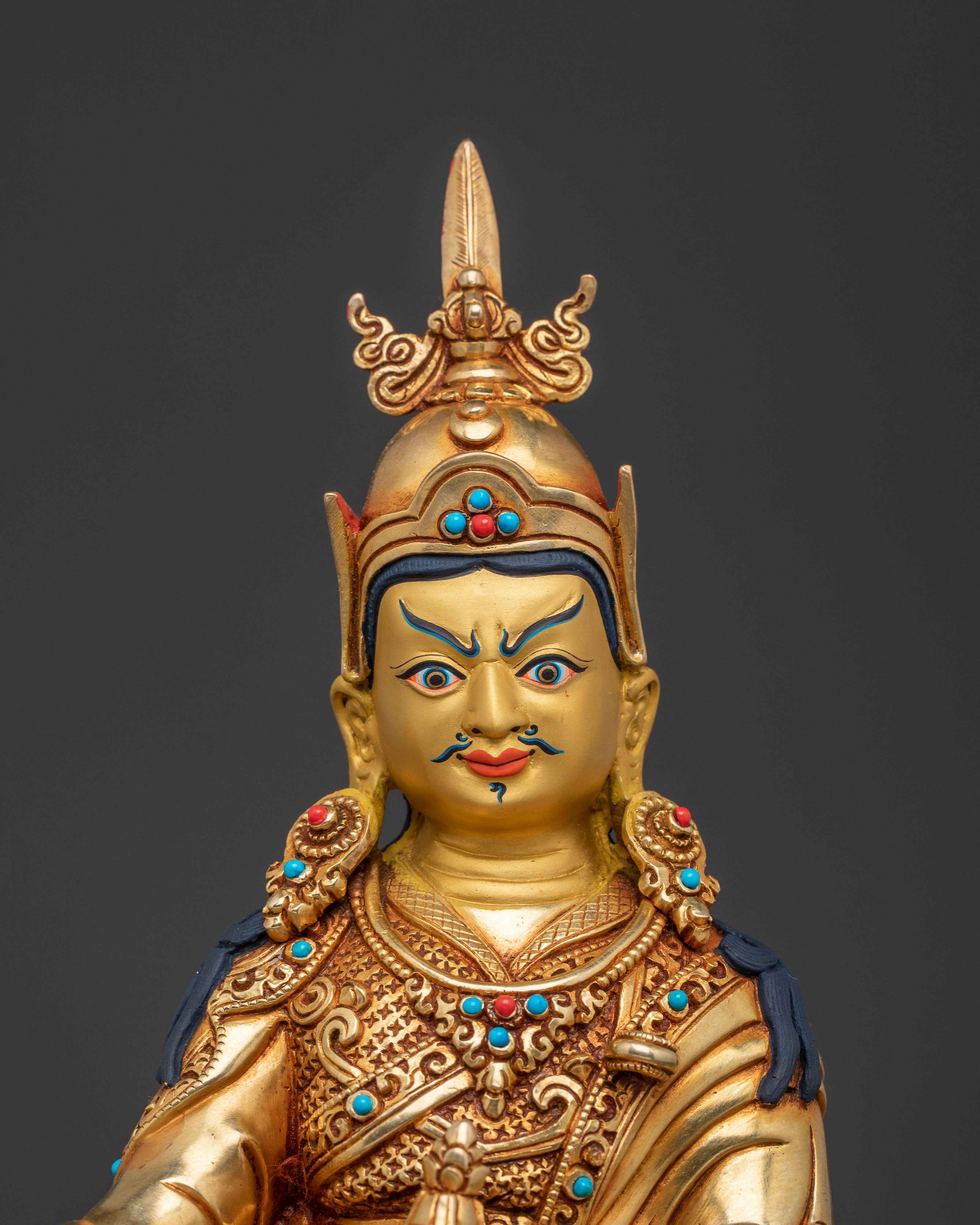Handcrafted Guru Rinpoche Sacred Statue | 24K Gold Gilded Sculpture