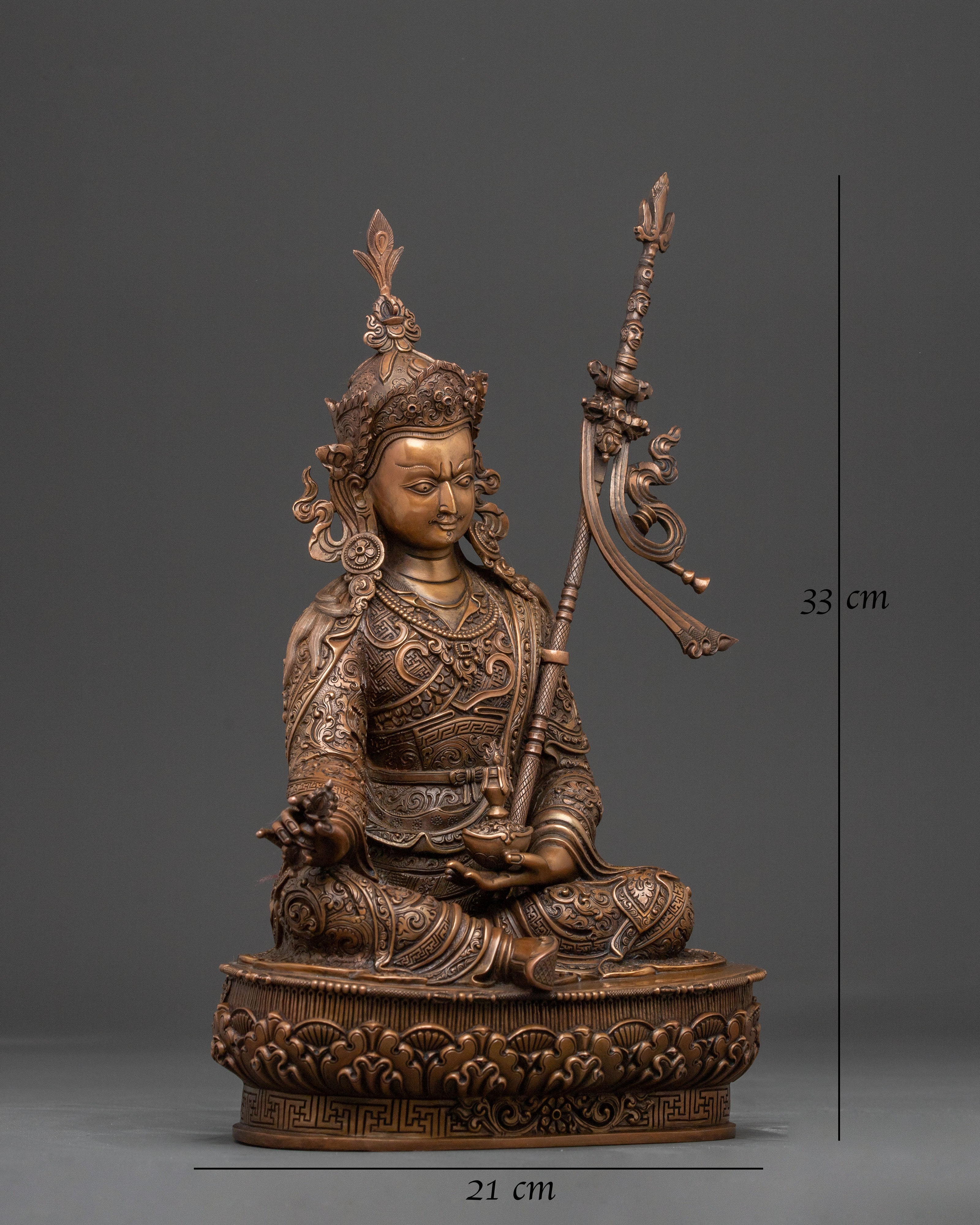 Padmasambhava Lotus Master Statue: Oxidized Copper Serenity