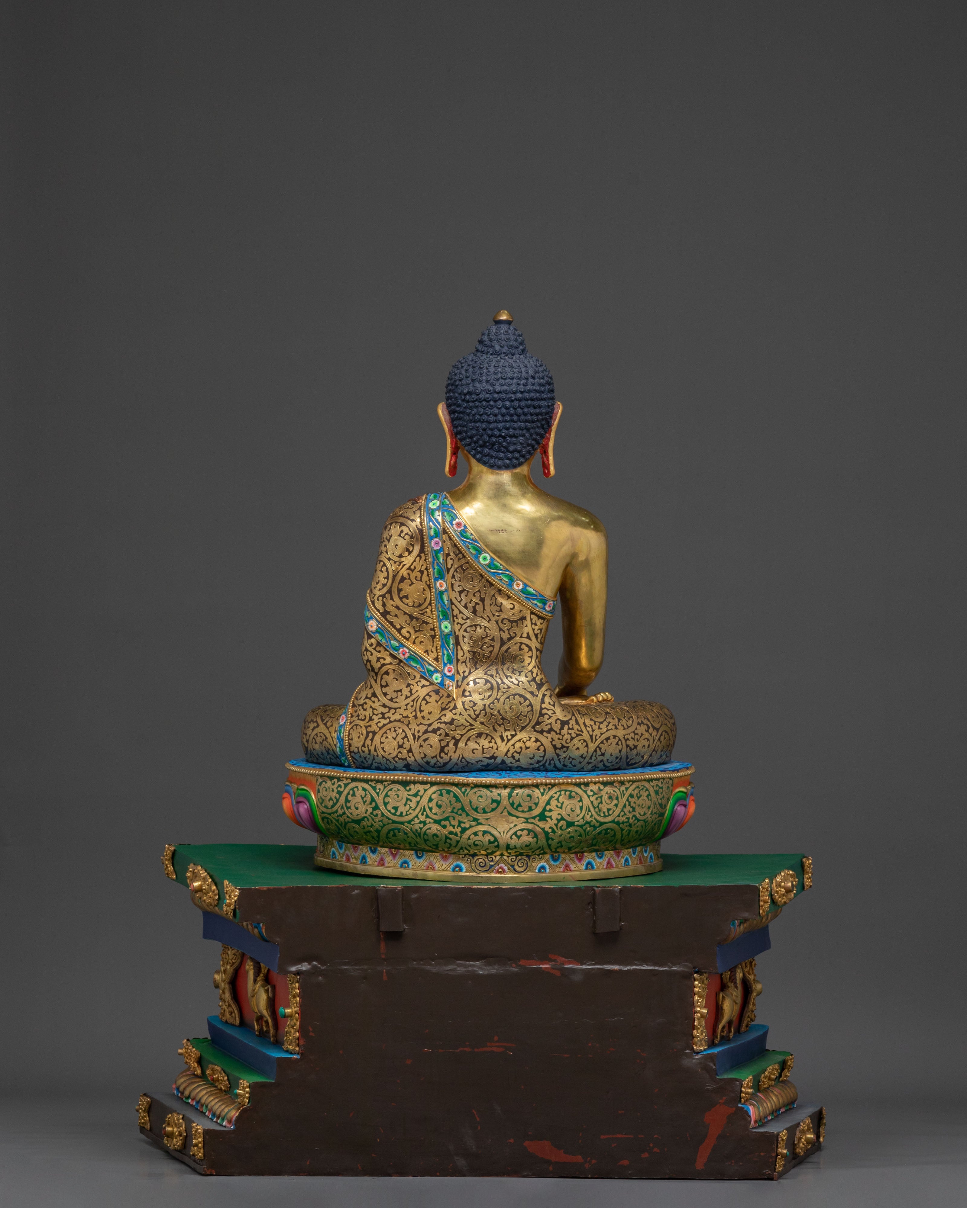 Shakyamuni Buddha Sacred Statue on Throne | Home Decor