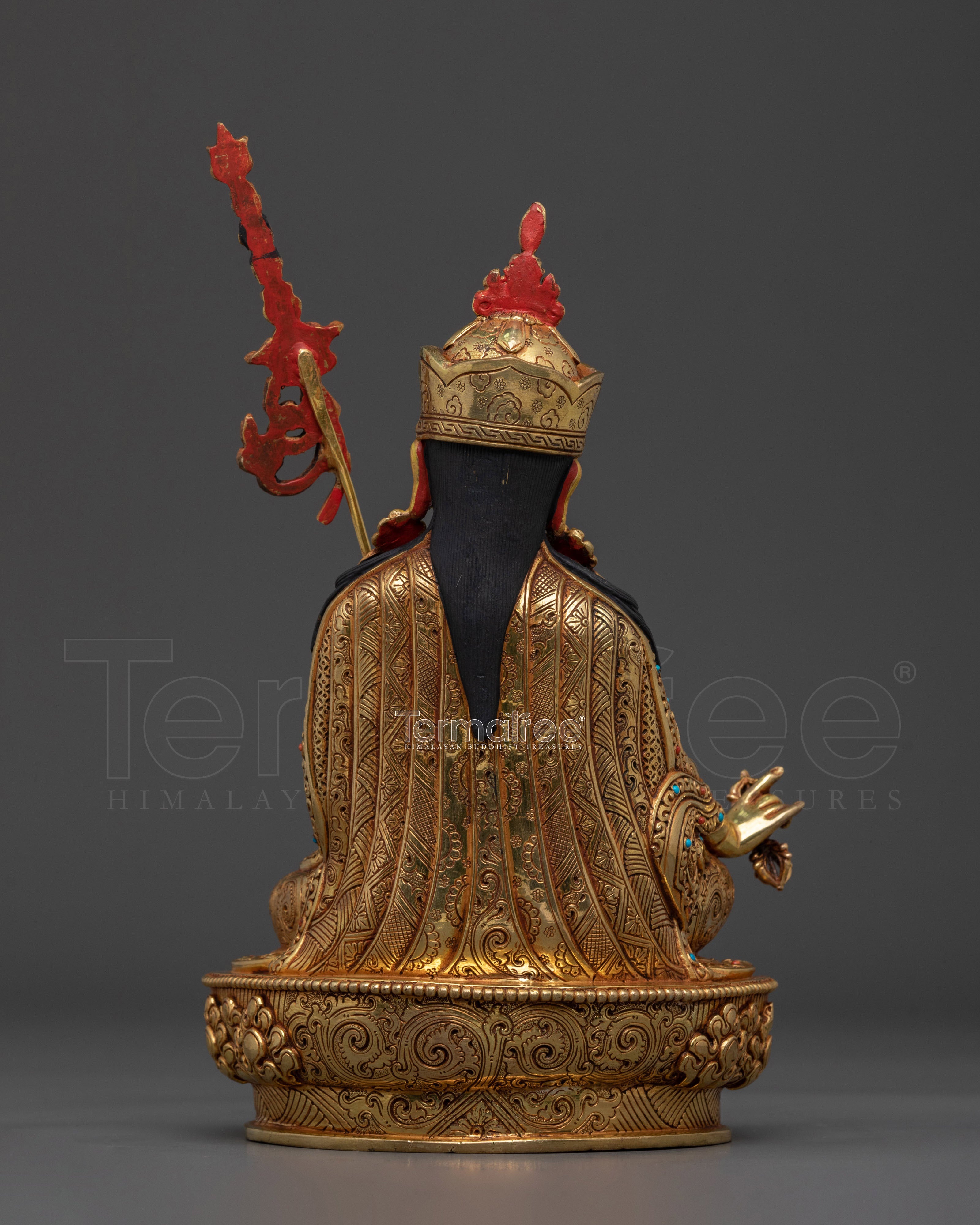 Guru Rinpoche Fire Gold Gilded Statue | Himalayan Artistry