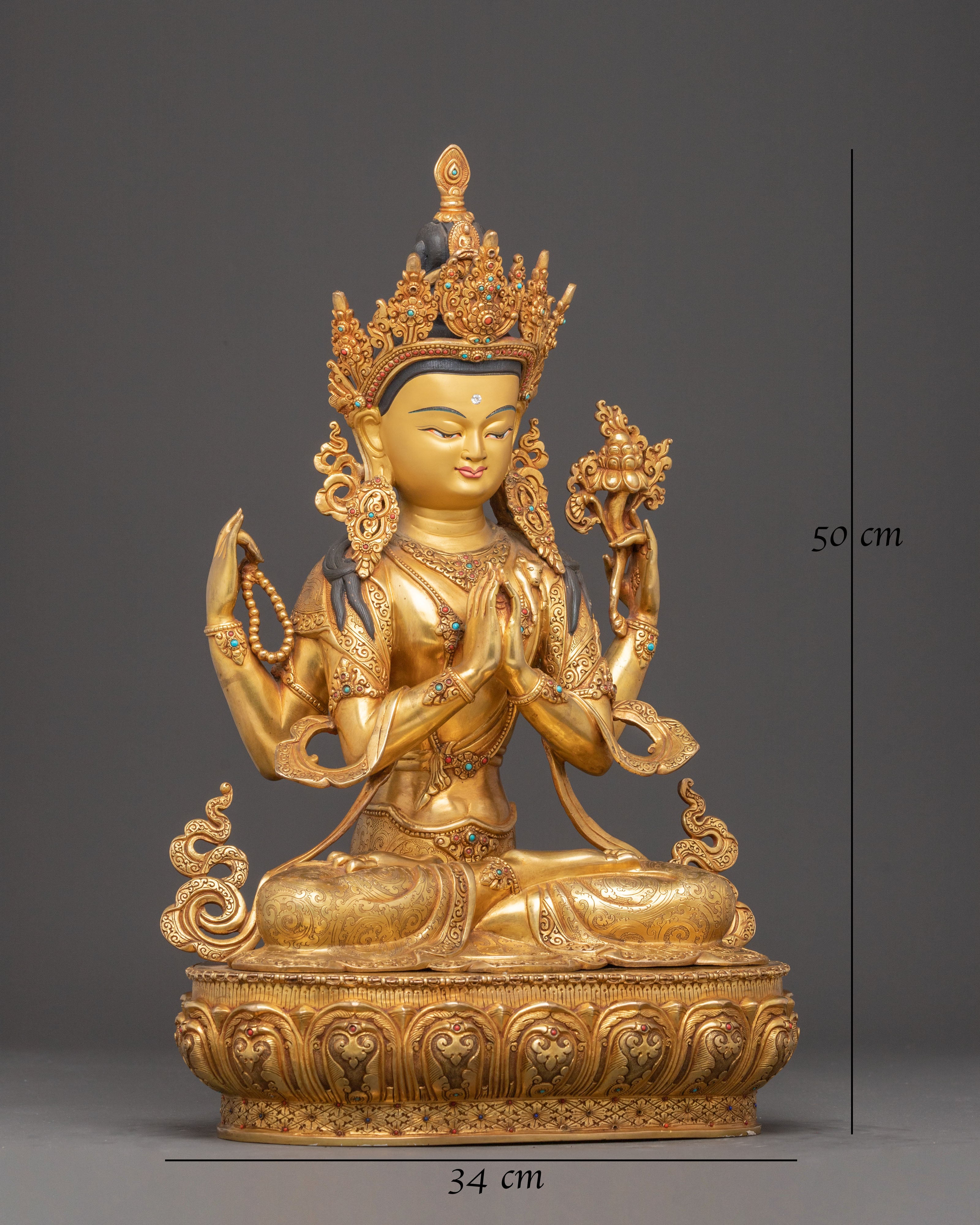 Golden Avalokiteshvara Bodhisattva Statue