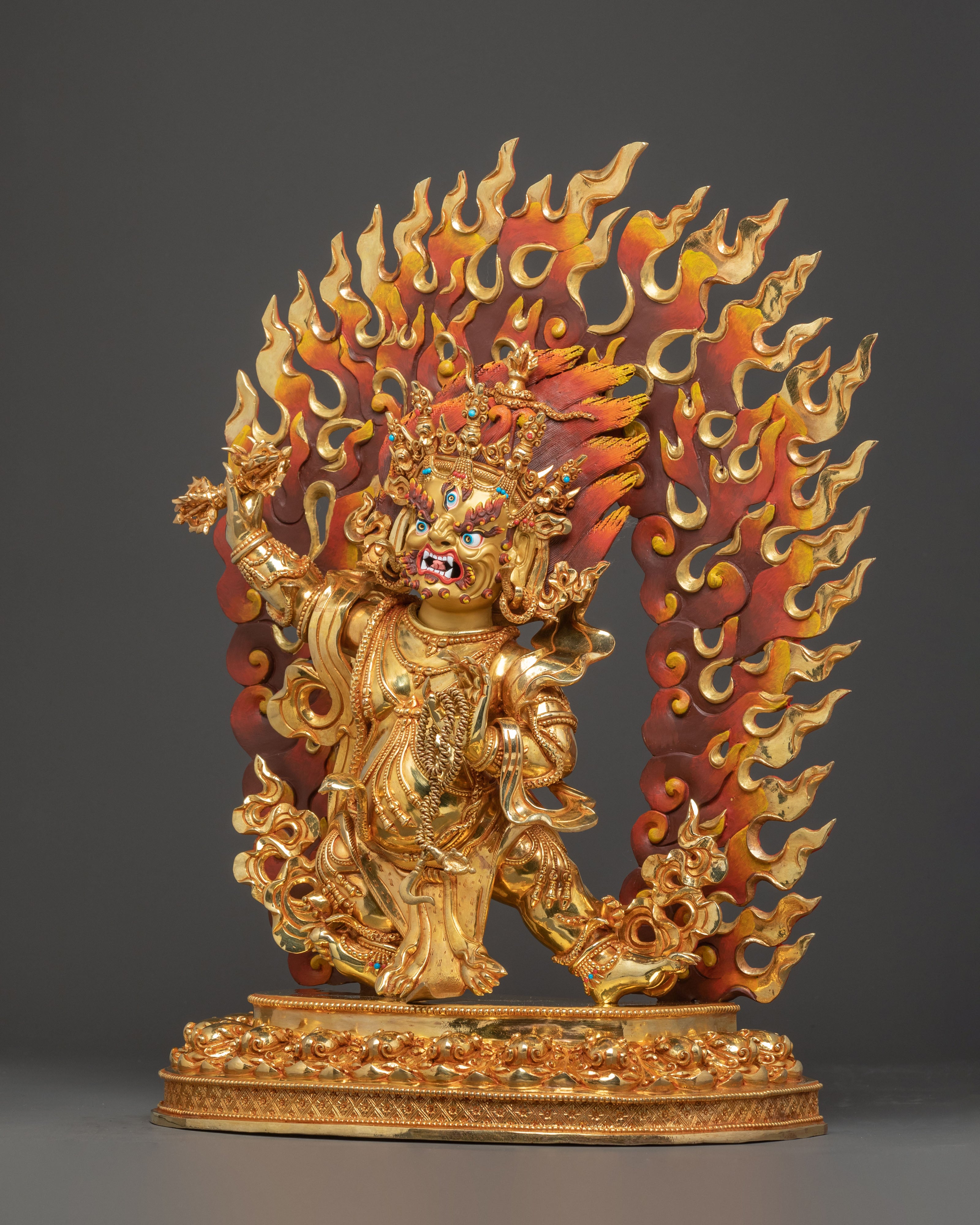 Vajrapani Tibetan Guardian Statue – Gilded Copper Art