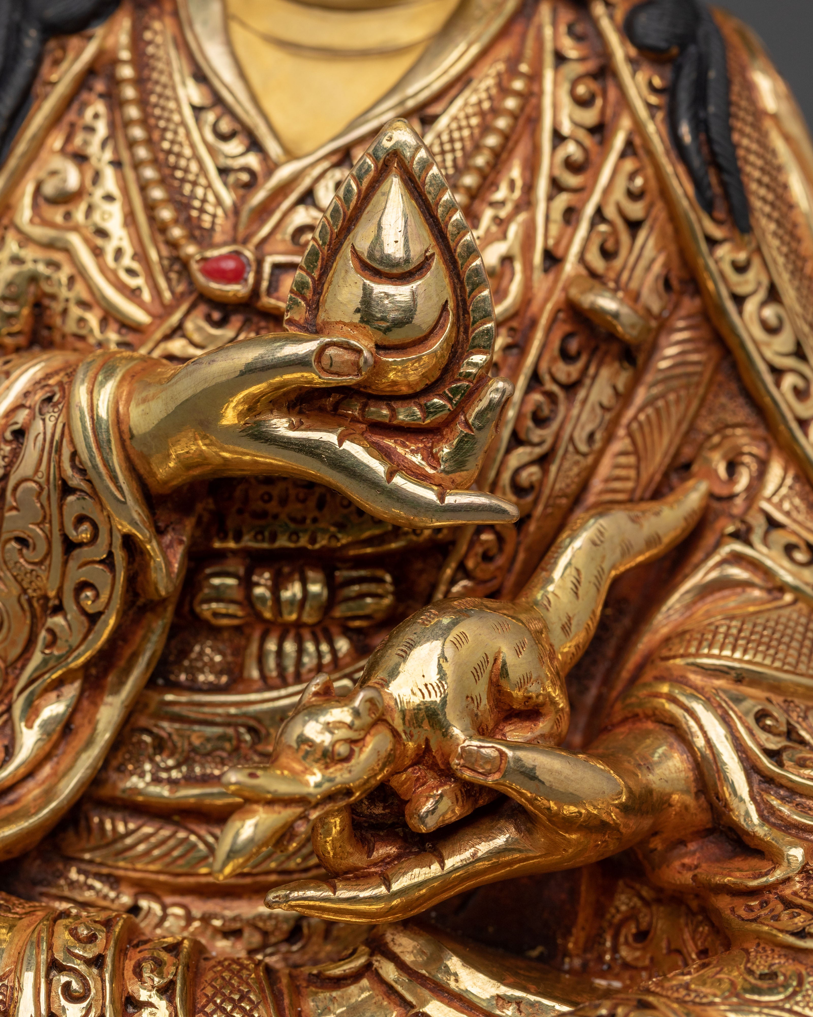 Guru Orgyen Norlha Statue | 24K Gold Gilded Buddhist Master