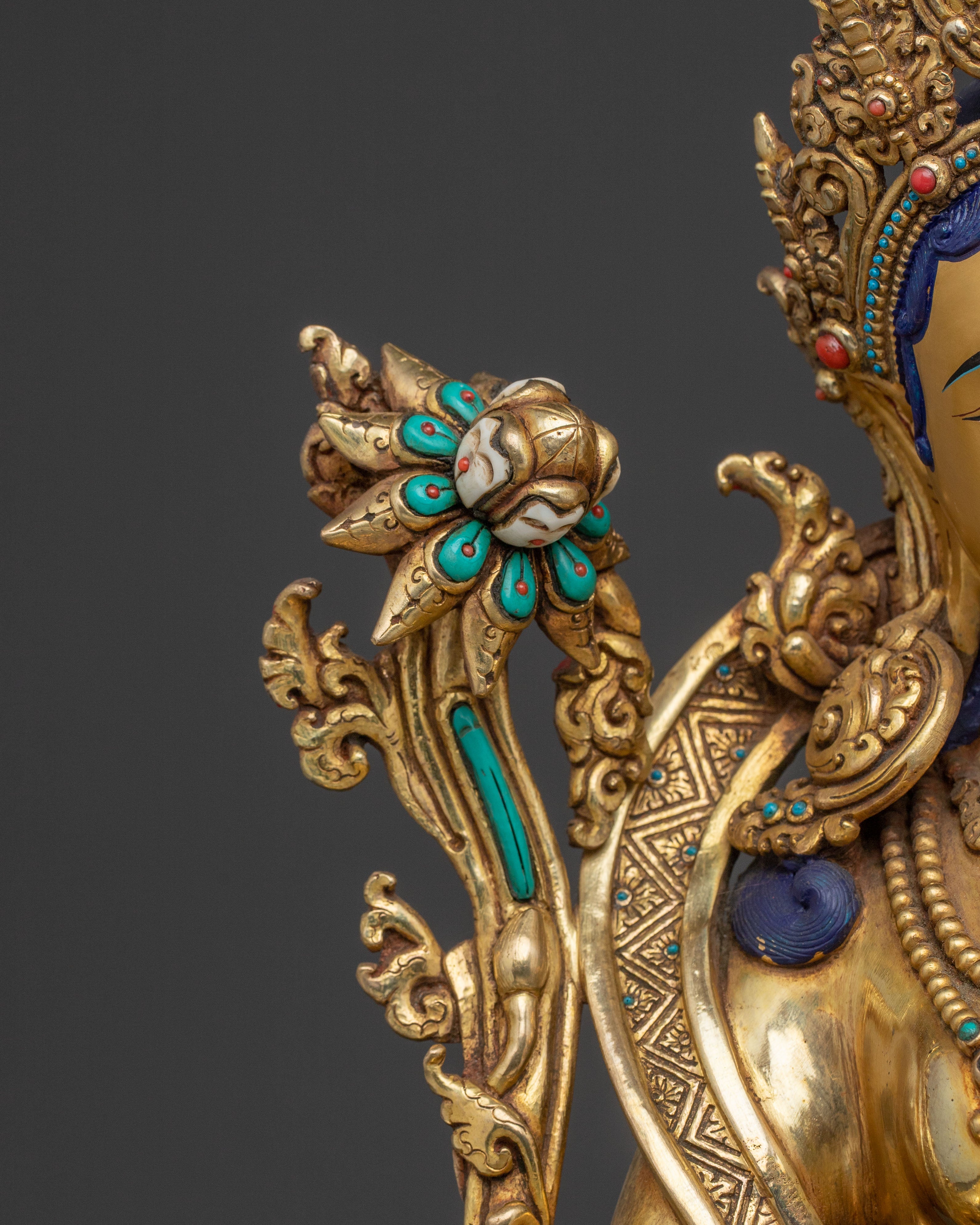 Green Tara Protective Bodhisattva Statue – Hand-Gilded Copper Art