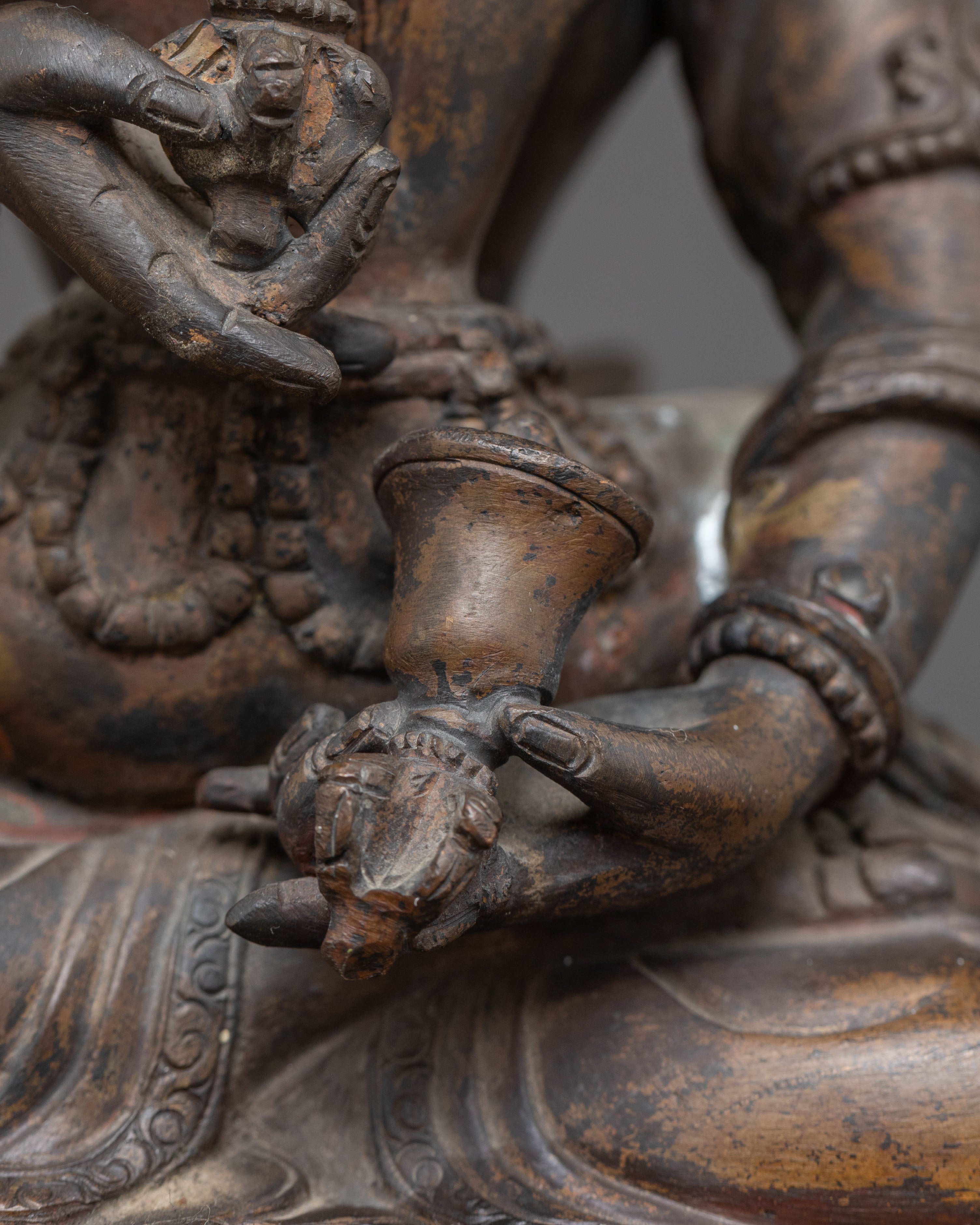 Buddhist Statue of Vajrasattva with Consort | Antique Finish