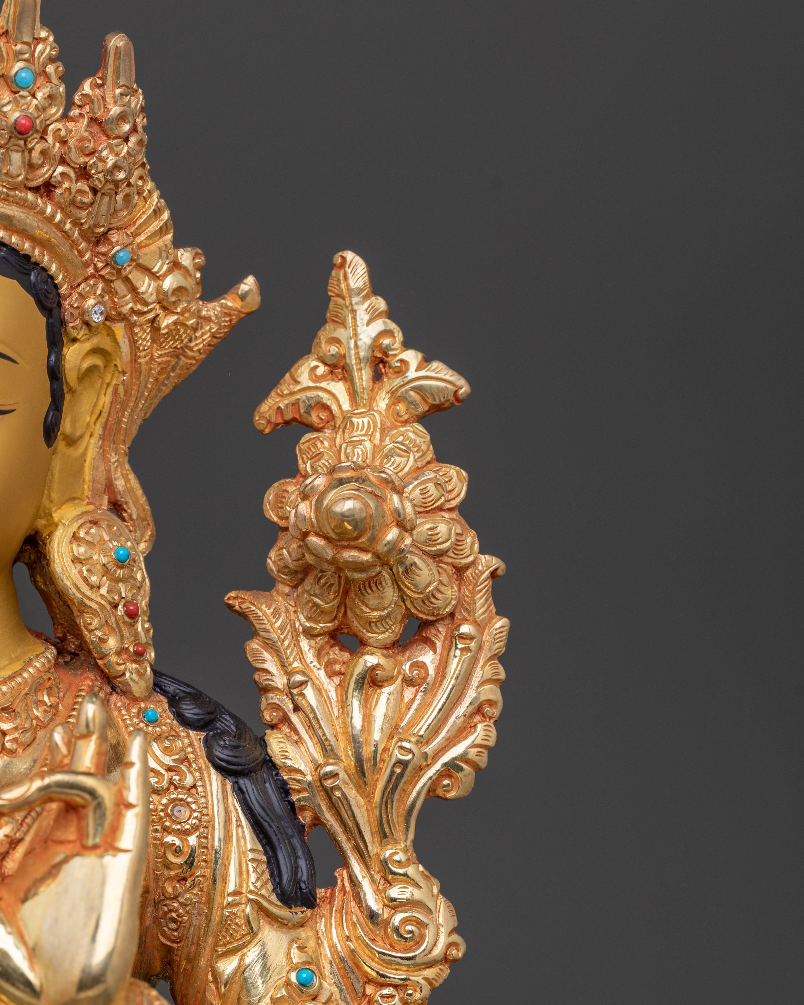 Protector Green Tara Golden Statue: Handcrafted Serenity