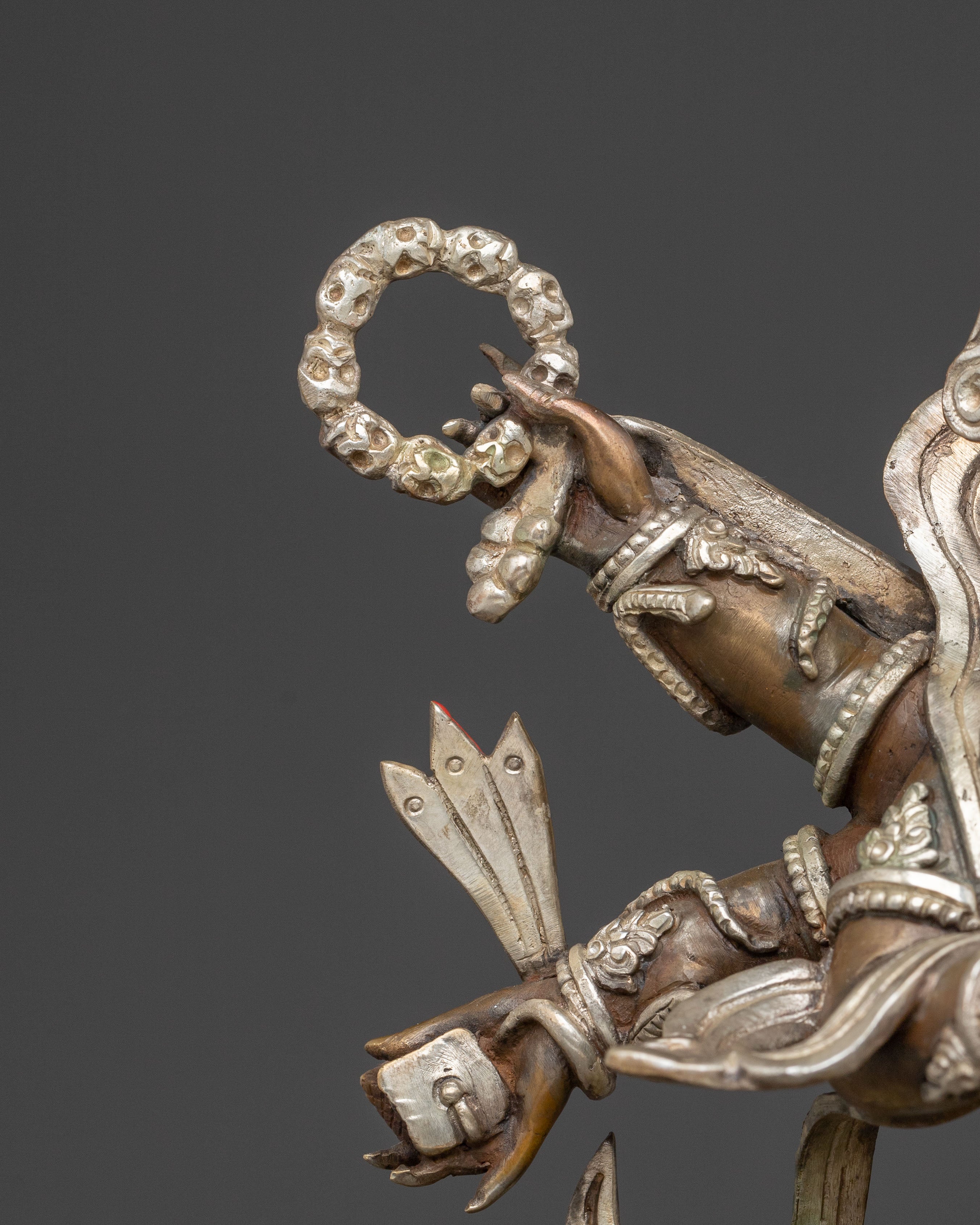 Six Armed Mahakala Statue | Oxidized Copper Protector