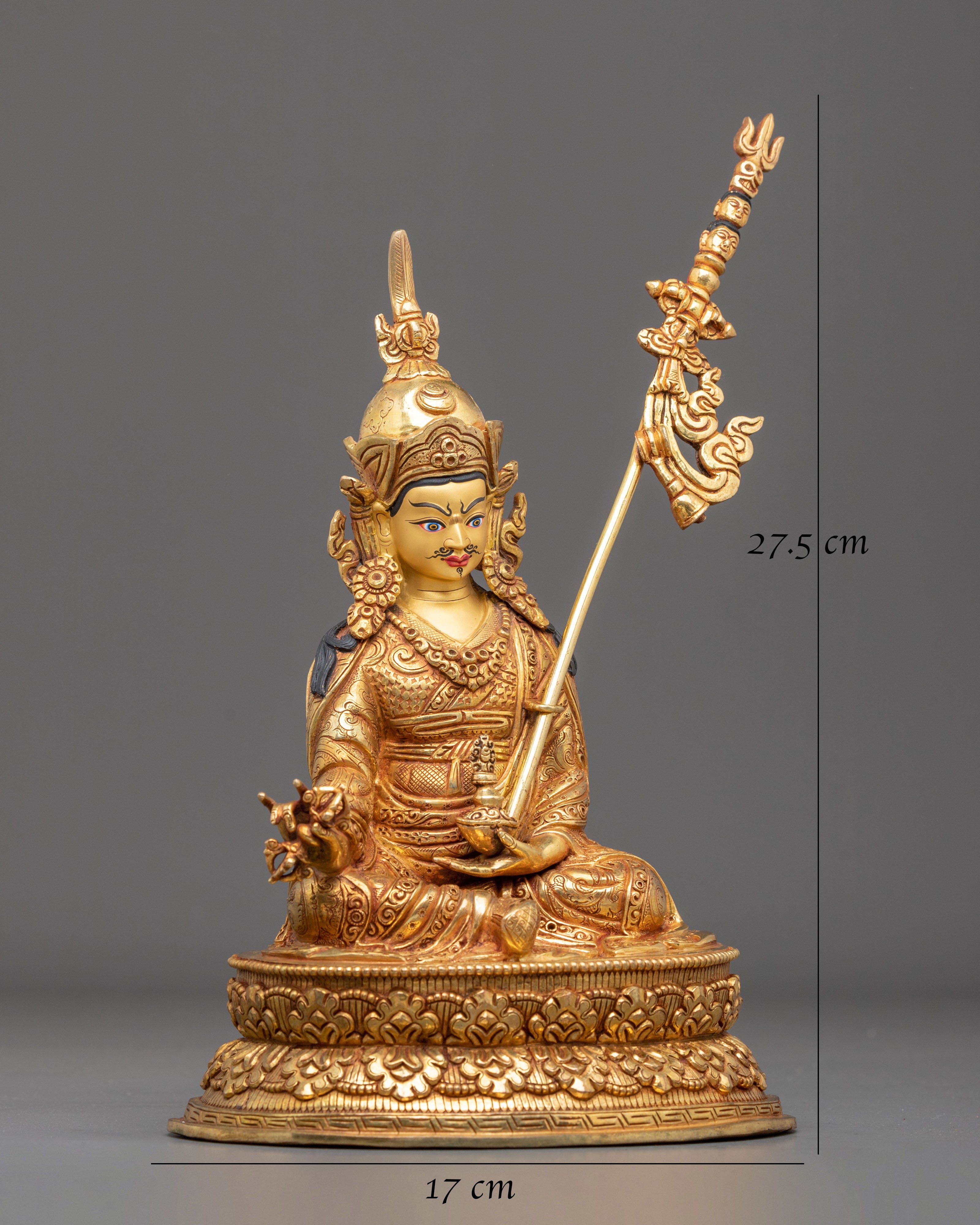 Hand-Carved Guru Rinpoche Sculpture | Copper Figurine