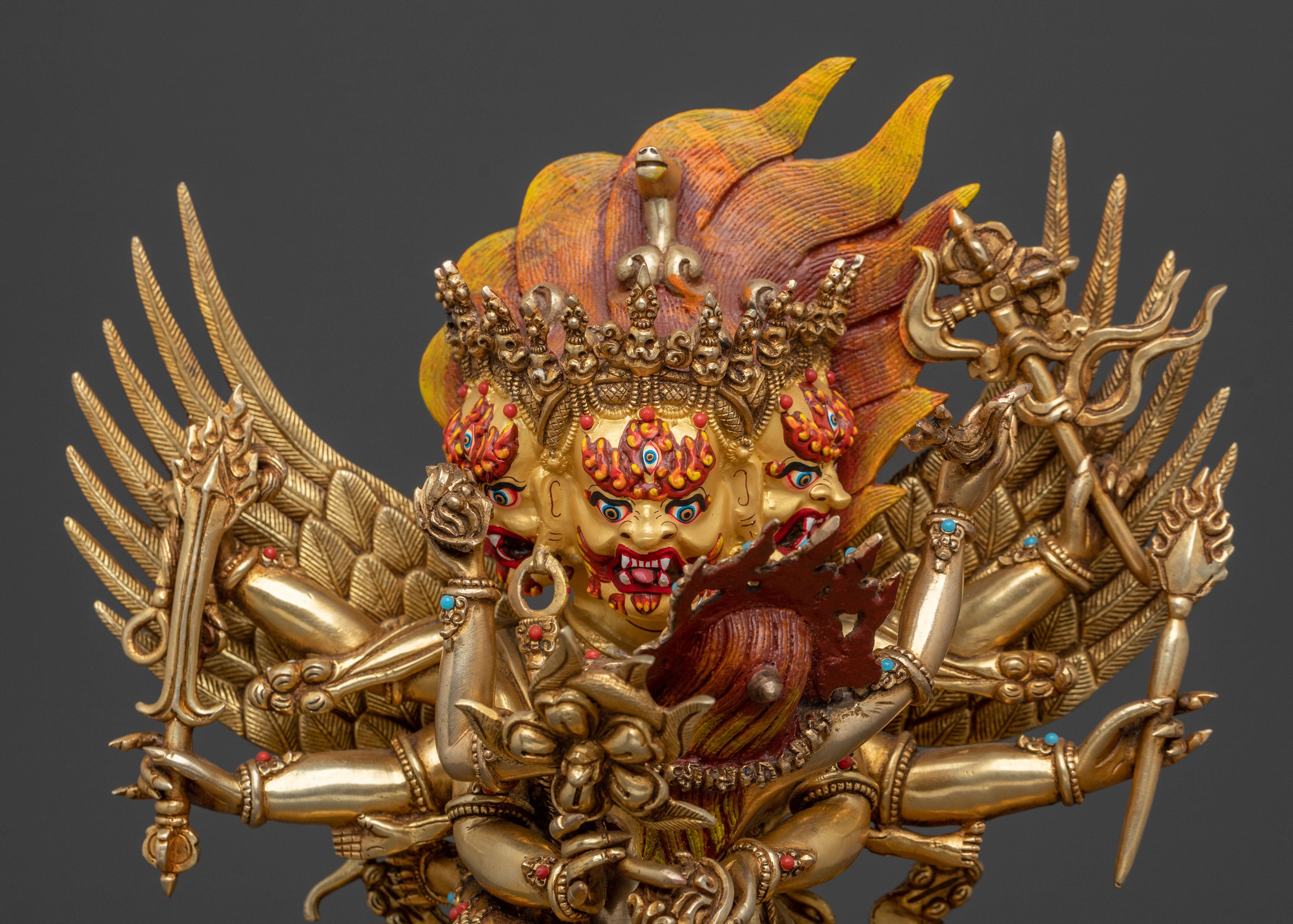 Hevajra Statue: 24k Gold Gilded Buddhist Deity