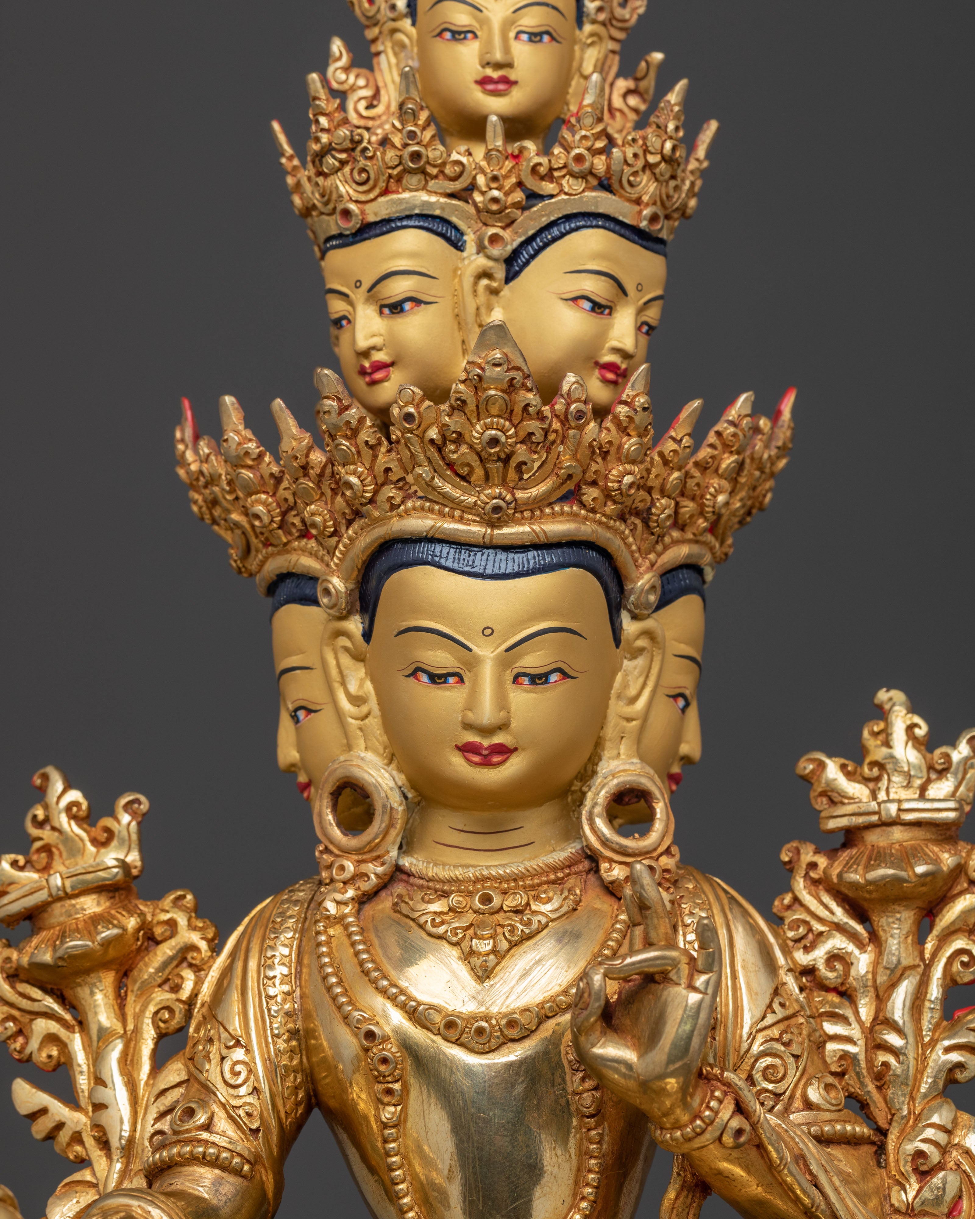 Avalokiteshvara Peaceful Deity Statue – 24K Gilded Copper Statue