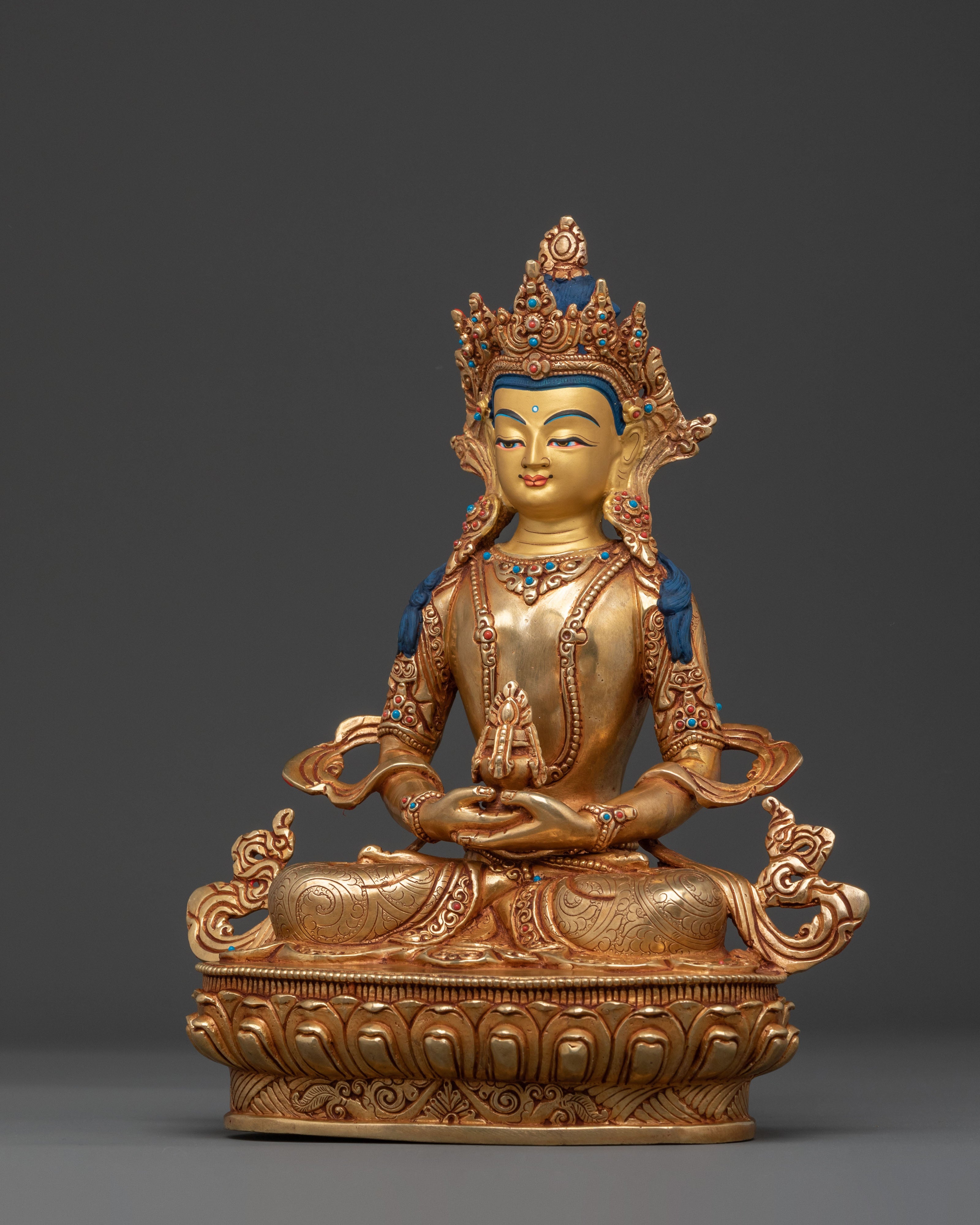 Amitayus Golden Statue: Holding Long Life Vase