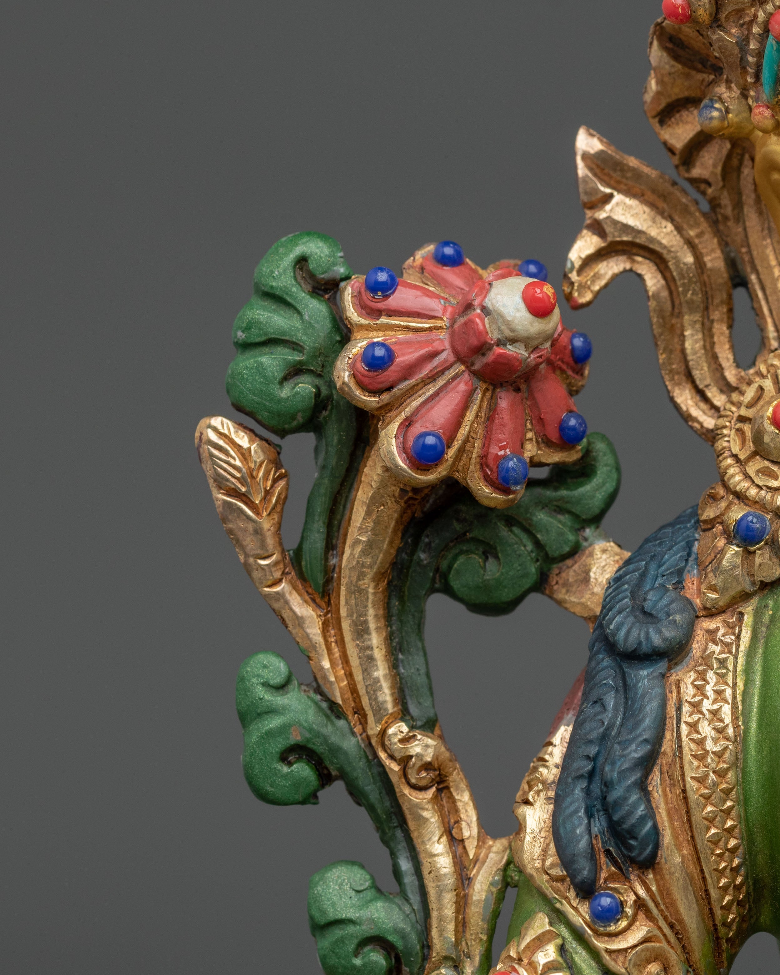 Green Tara 24K Gold Gilded Statue | Goddess of Compassion and Protection