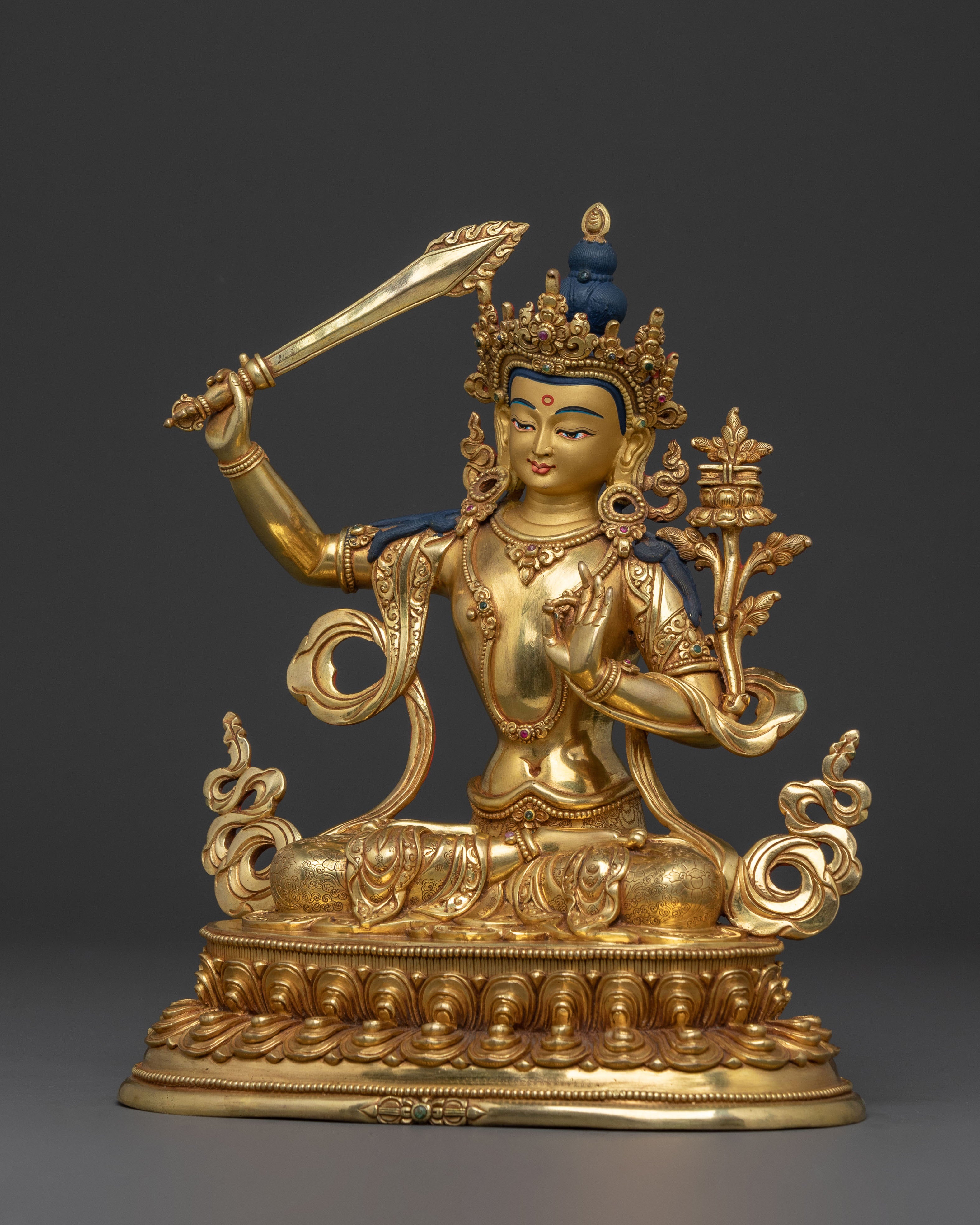 Manjushri Dharma Wisdom Statue | 24K Gold Gilded