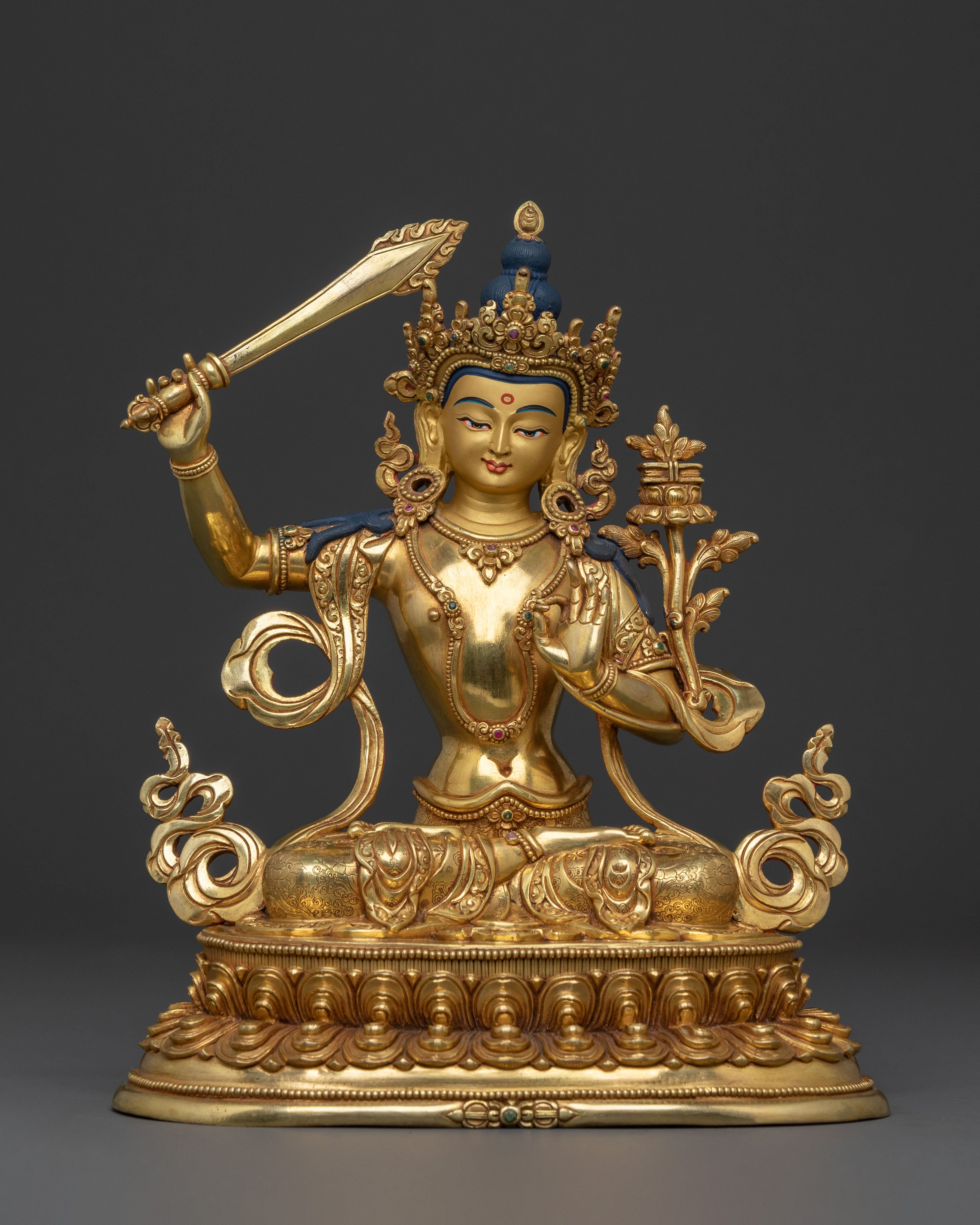 Manjushri Dharma Wisdom Statue | 24K Gold Gilded