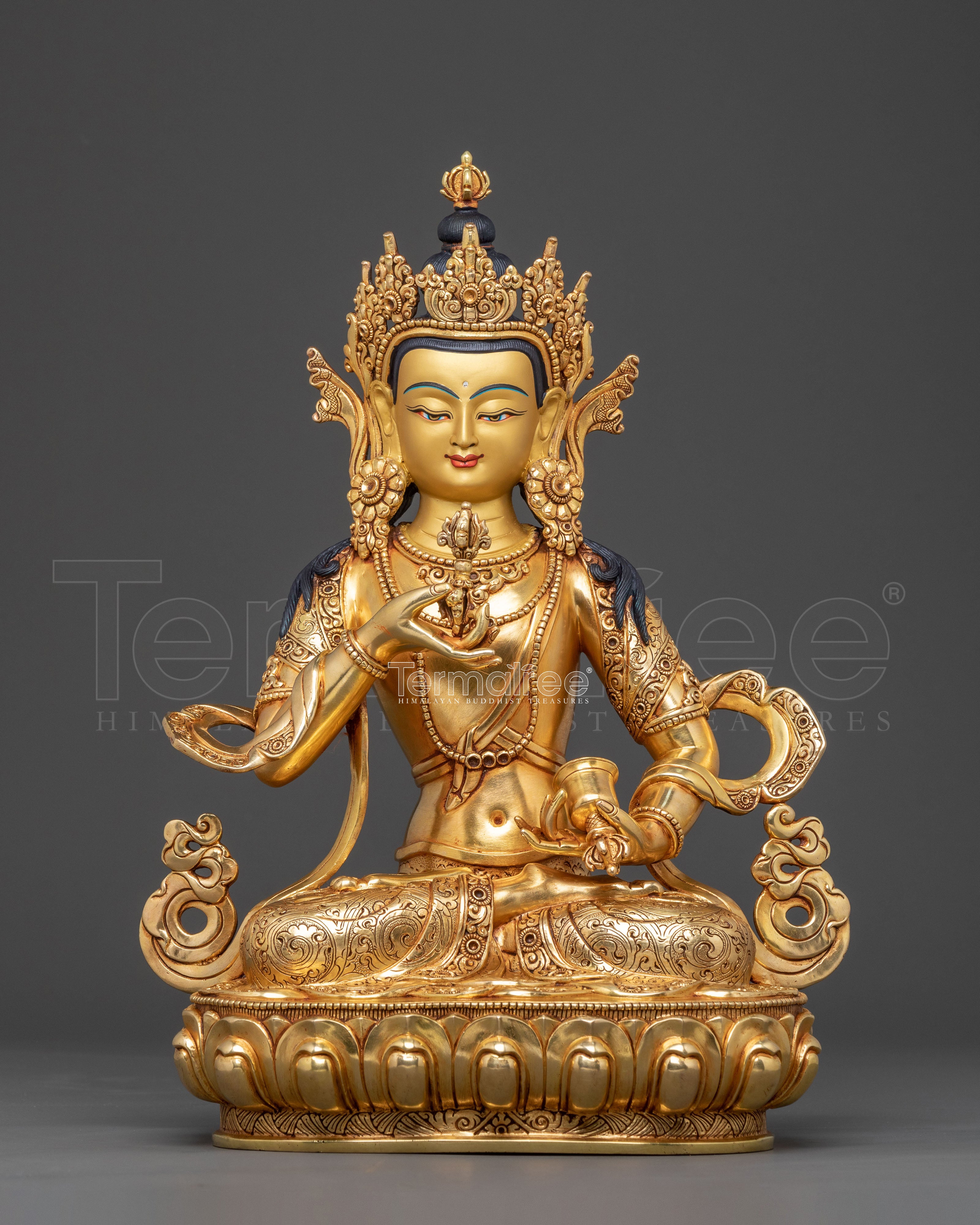 Handcrafted Vajrasattva Purification Deity Statue with 24K Gold Gilding