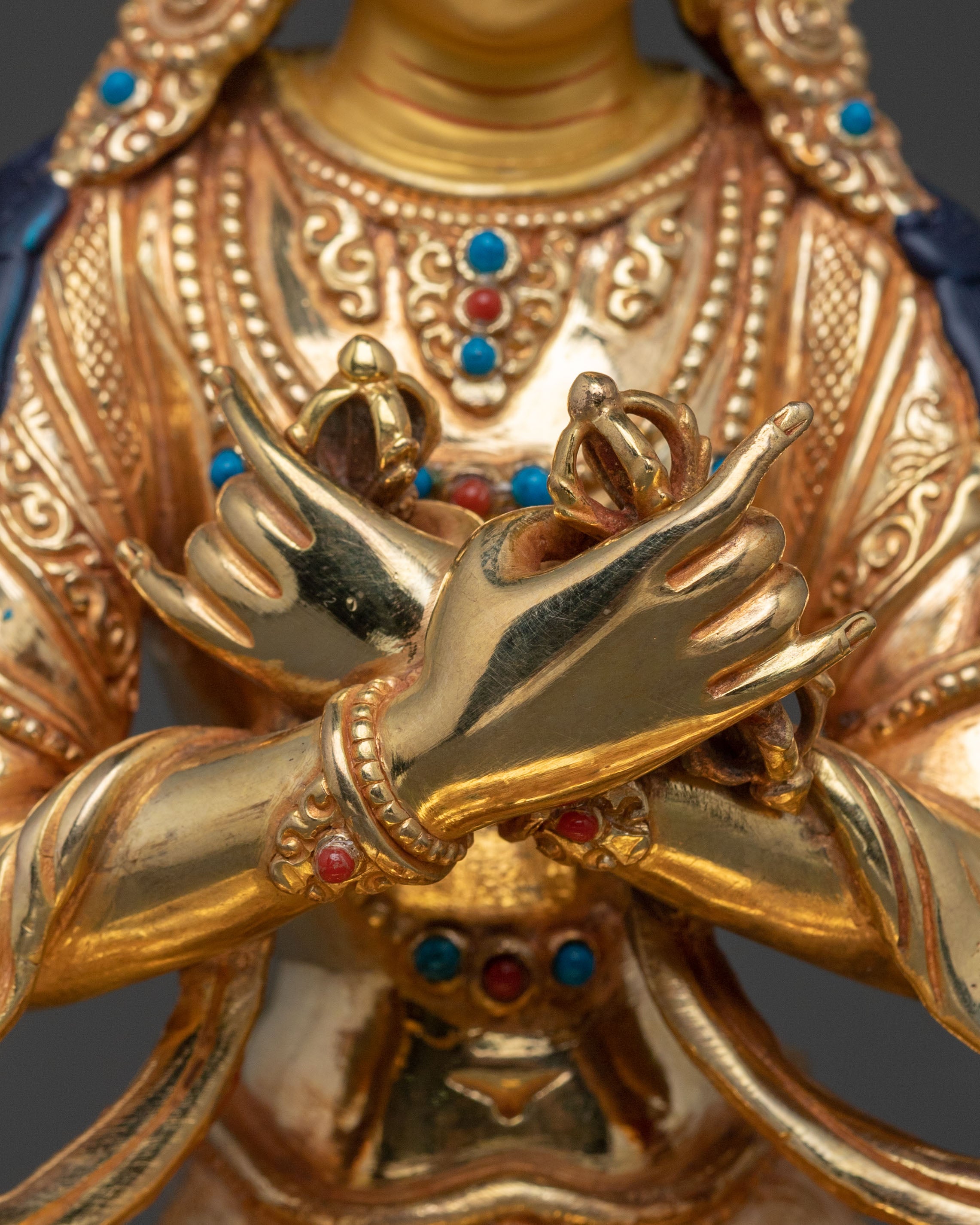 Seven Boddhisattva Tibetan Statue Set in Brilliant 24K Gold
