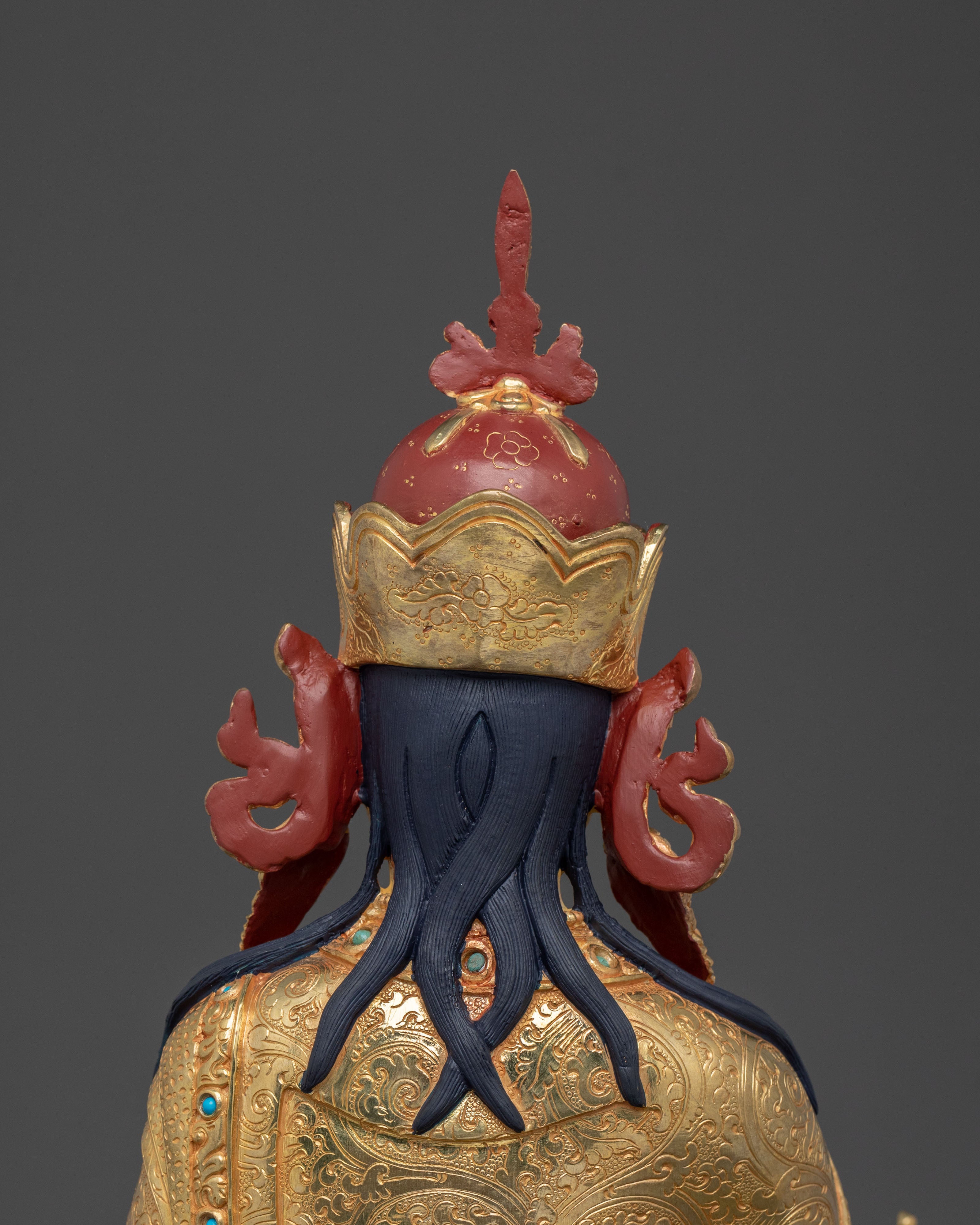 Tibetan Guru Rinpoche Statue | 24K Gold Gilded Figurine