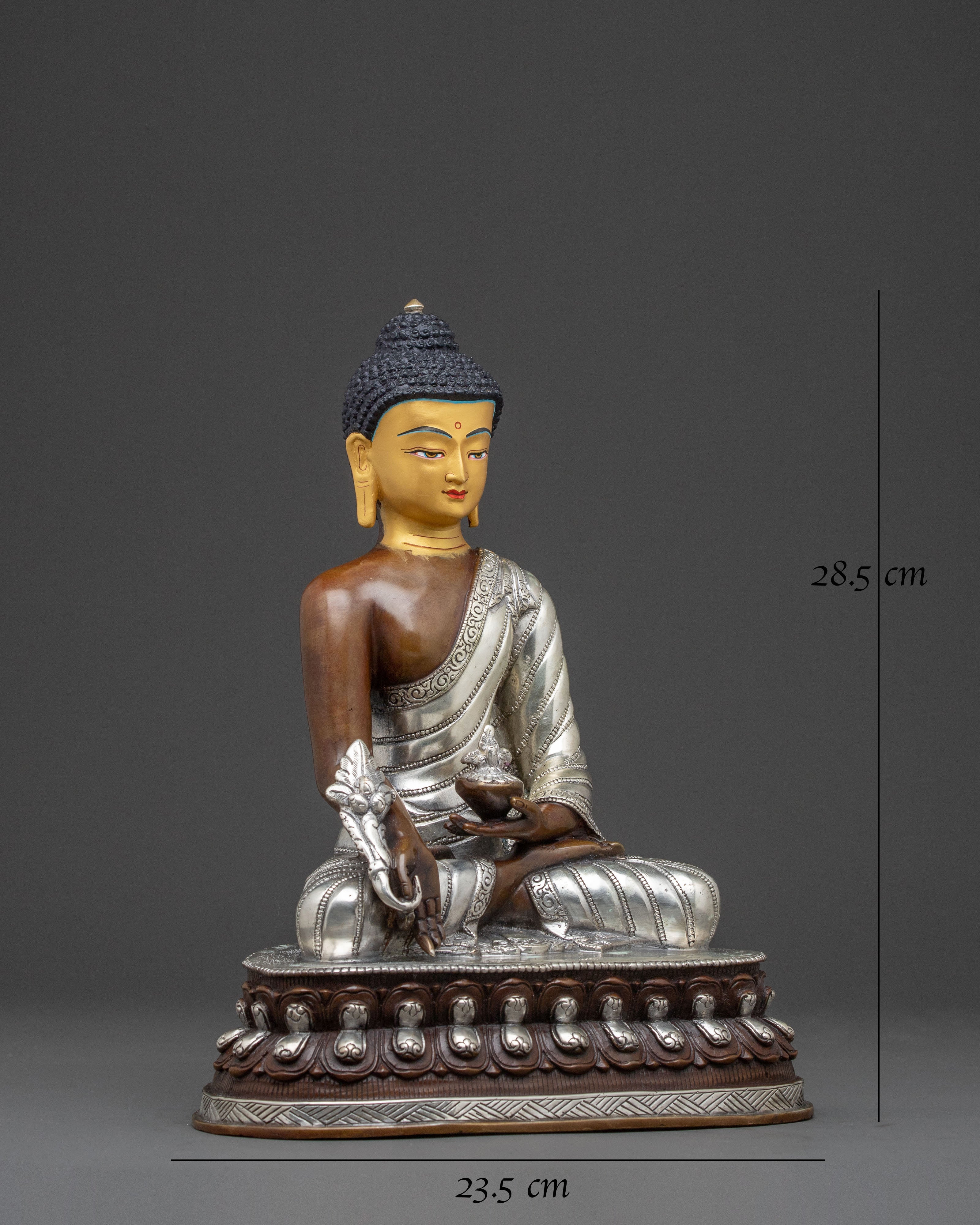 Medicine Buddha Statue – Oxidized Copper & 24K Gold