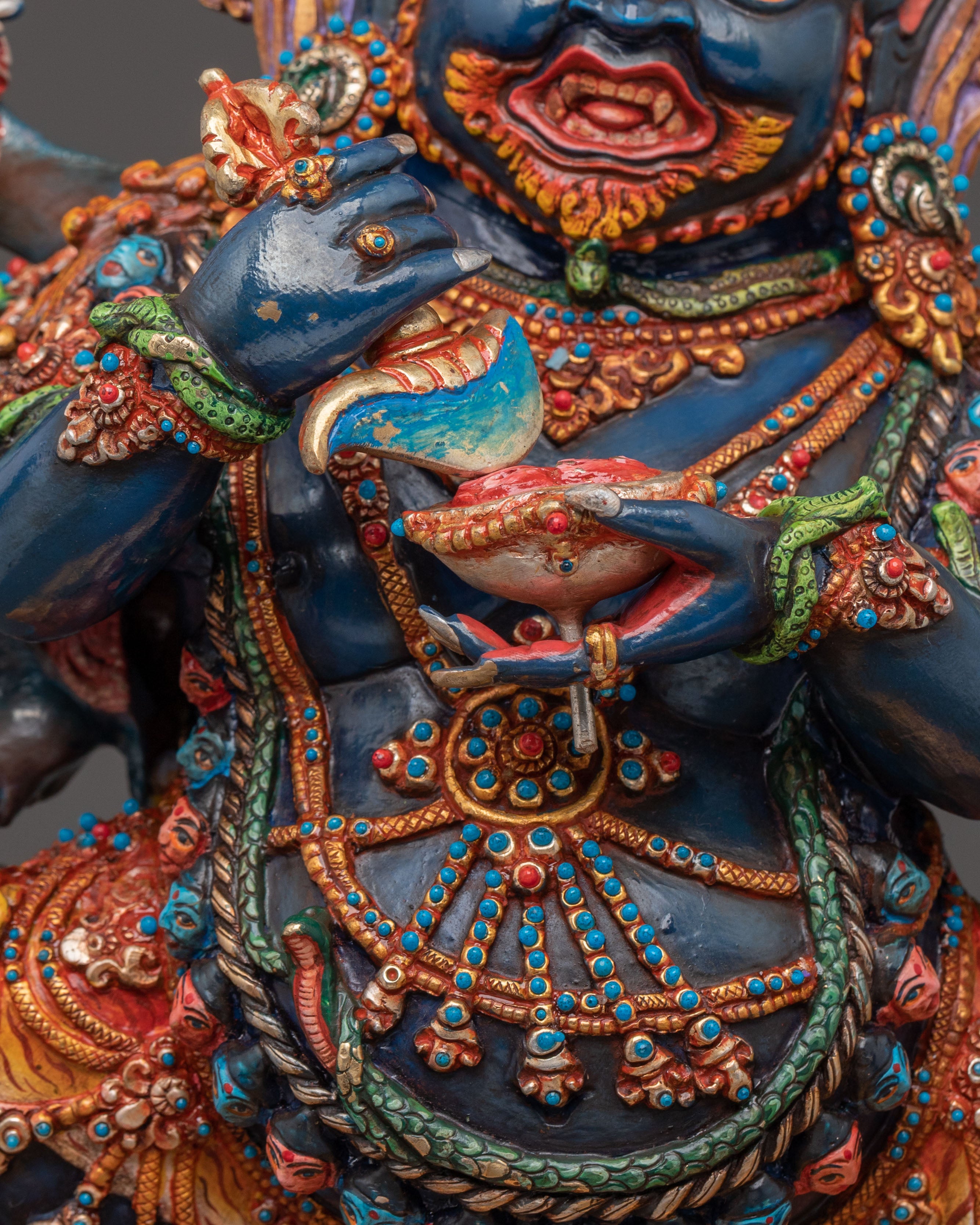 Mahakala Six Arms Protector Sculpture for Altar