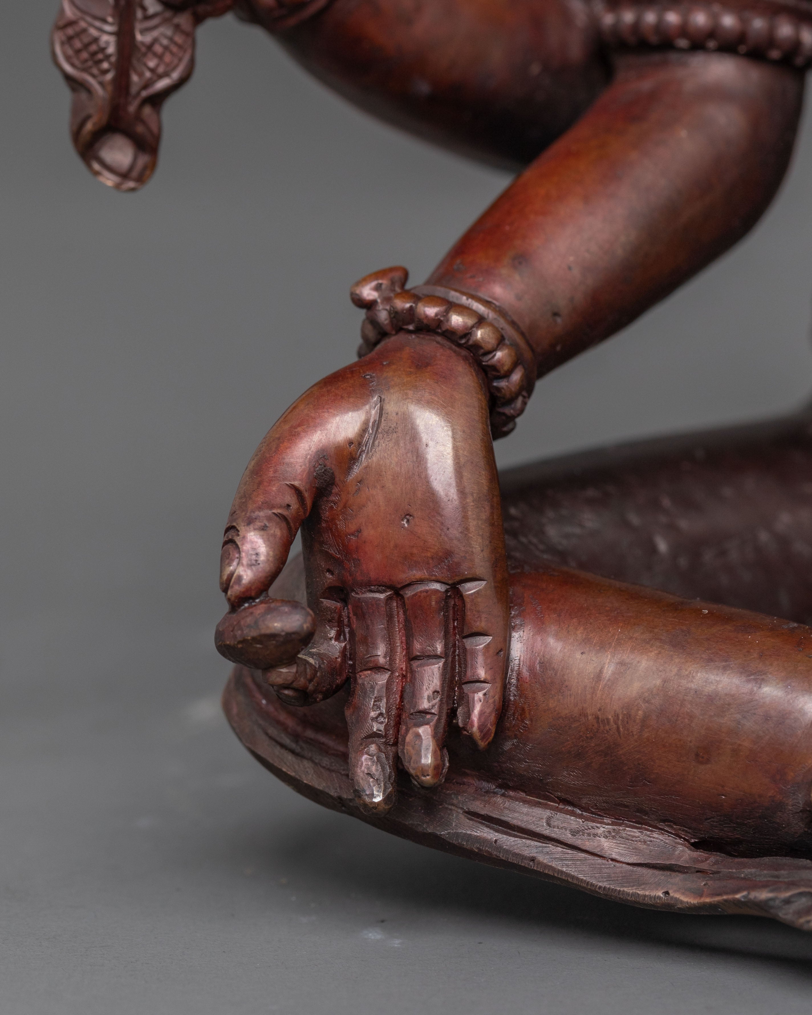 Handcrafted Vasudhara Deity Statue - Oxidized Copper Sculpture