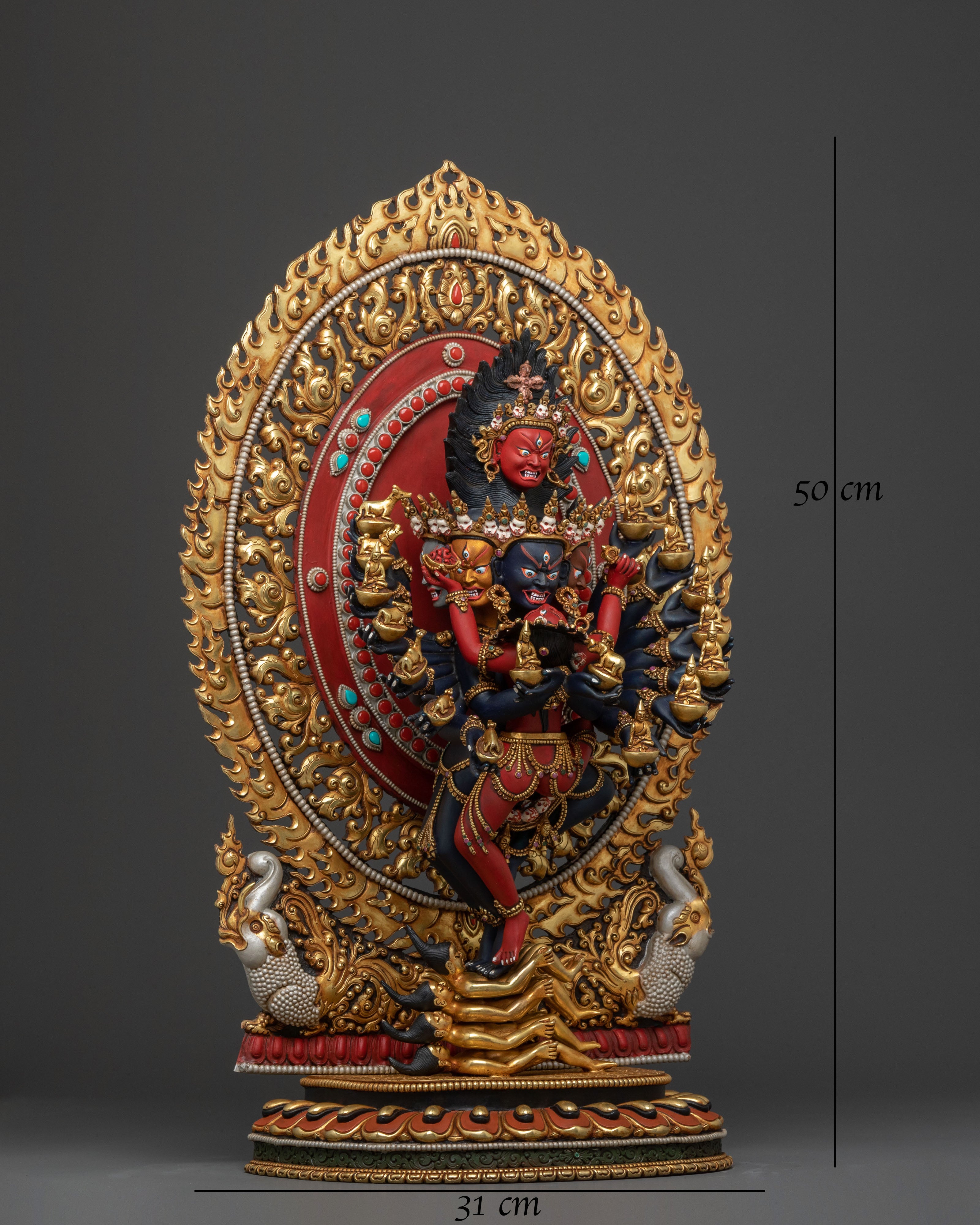 Hevajra 24k Gold Gilded Statue | Union of Wisdom