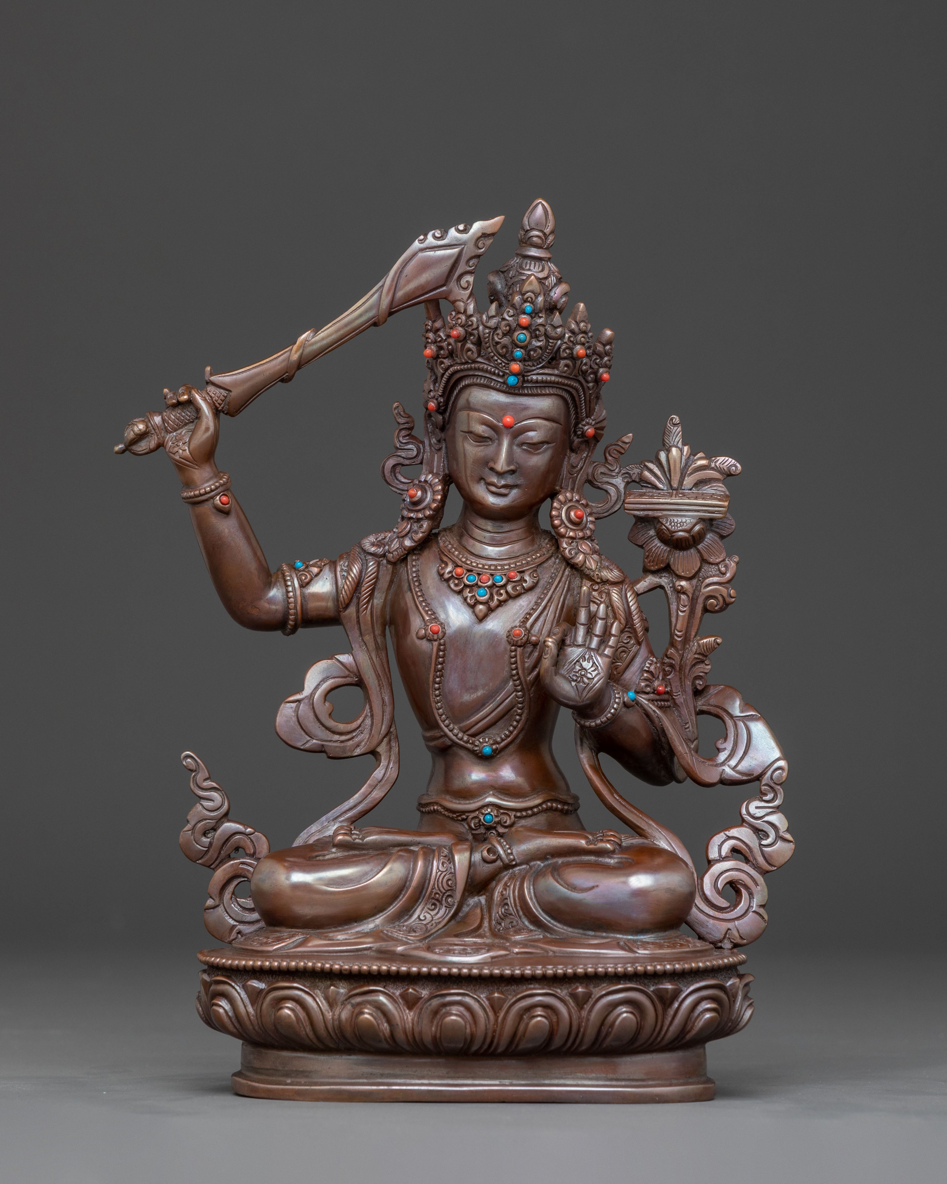 Oxidized Manjushri Statue