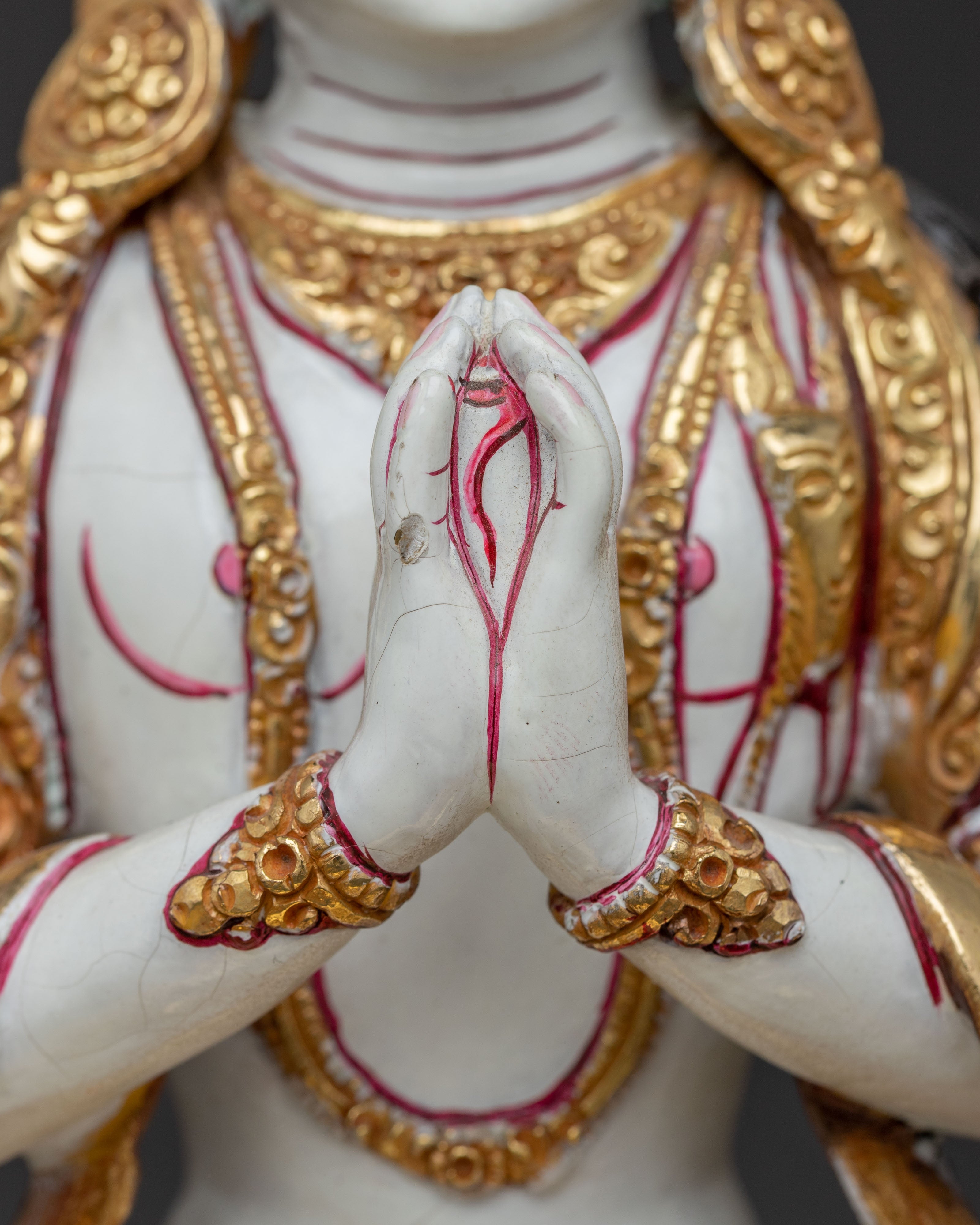 Chenrezig Bodhisattva Golden Statue | Handcrafted Nepalese Copper Sculpture