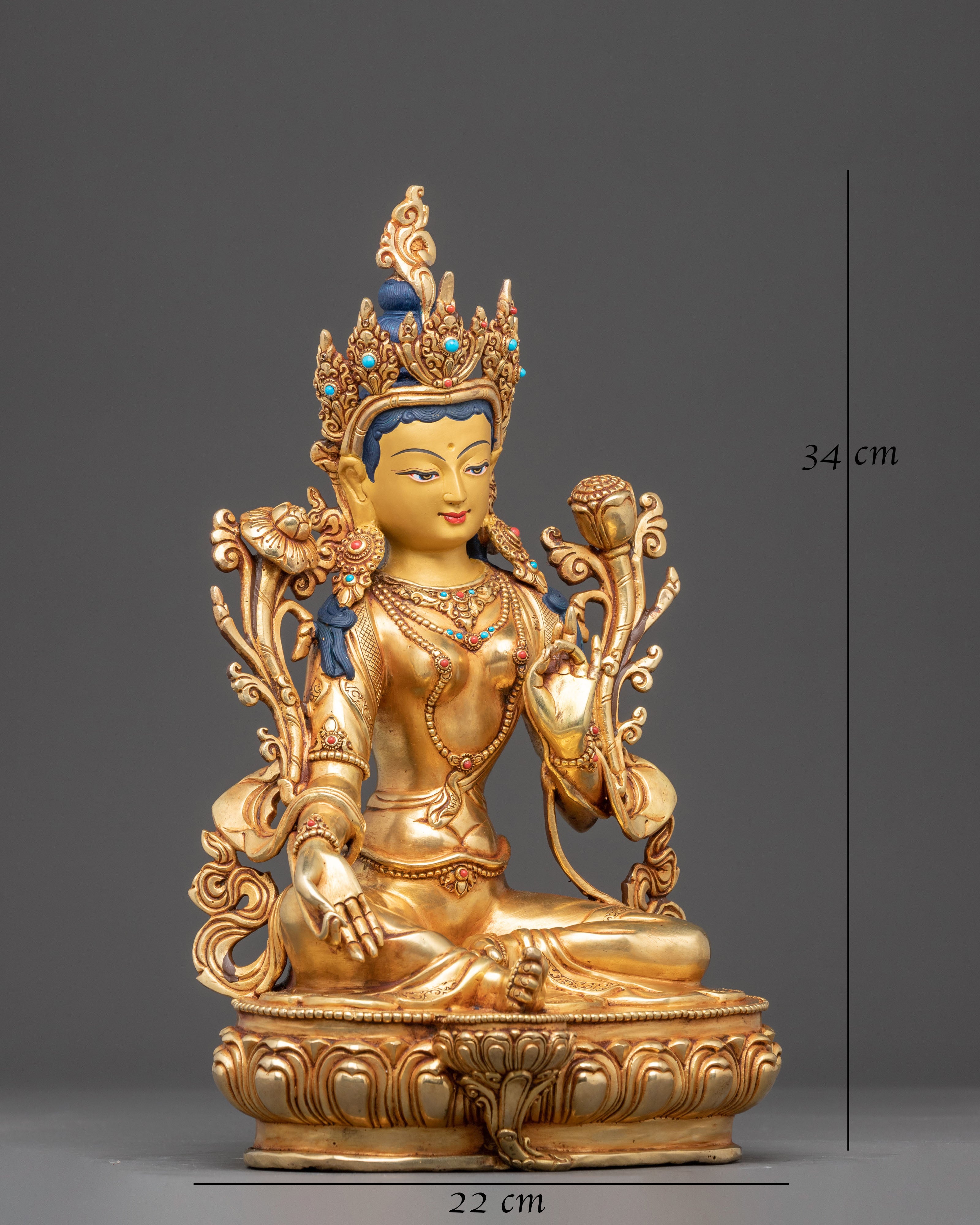 Handcrafted Mother Green Tara Sculpture for Altar