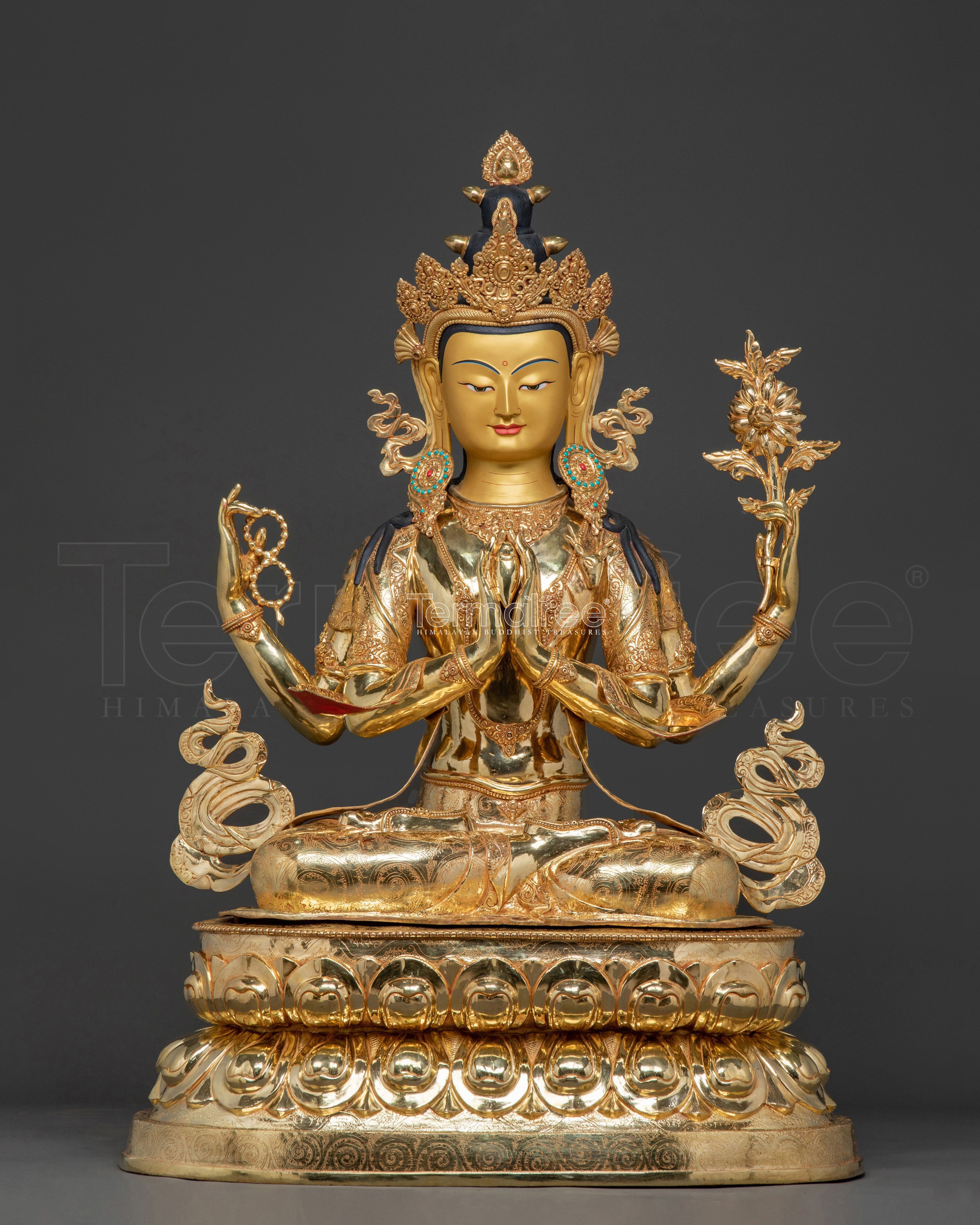 Chenrezig Tibetan Compassion Statue | Buddhist Sacred Altar Decor