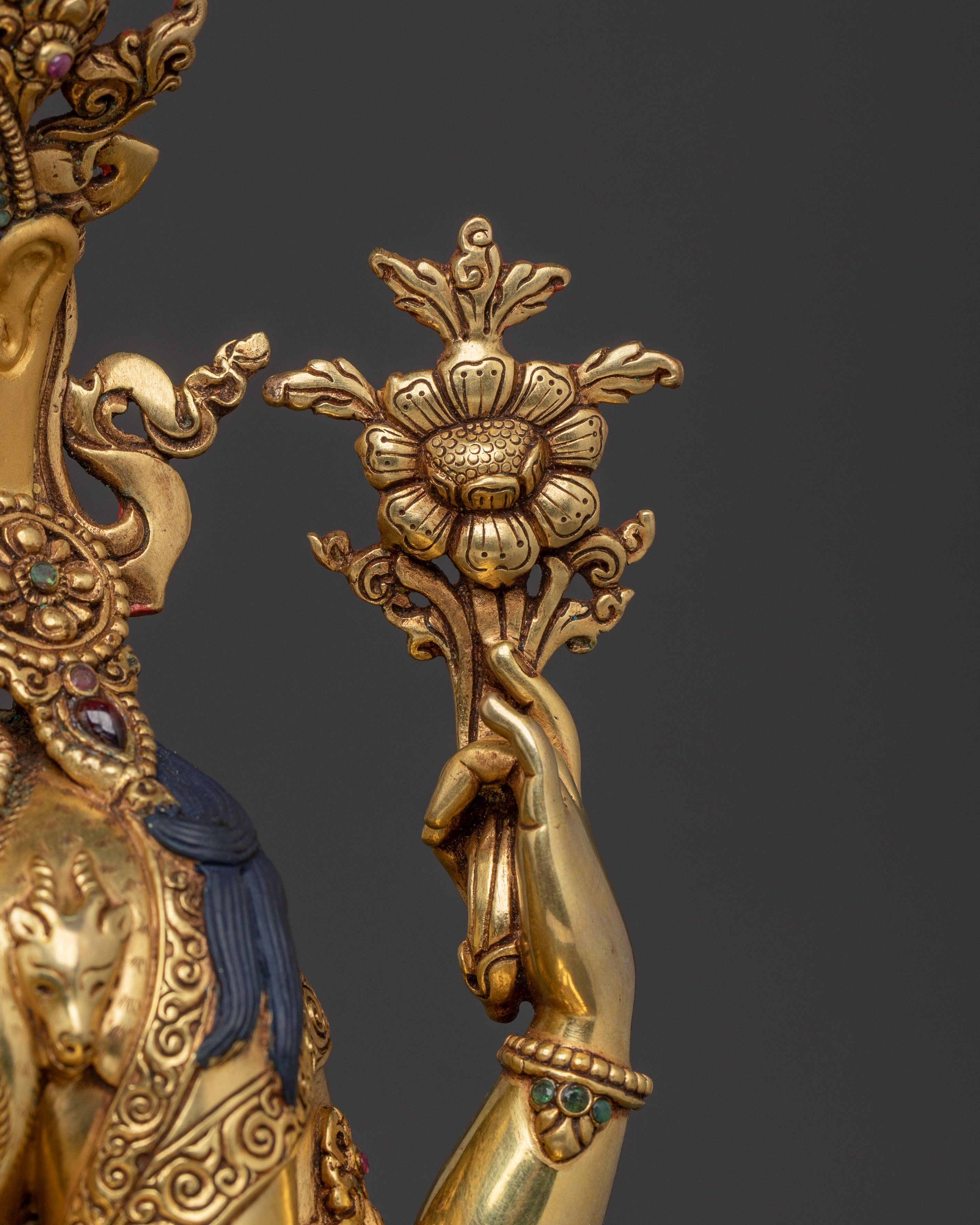 Chenrezig Compassion Statue: 24K Gold Gilded Figure