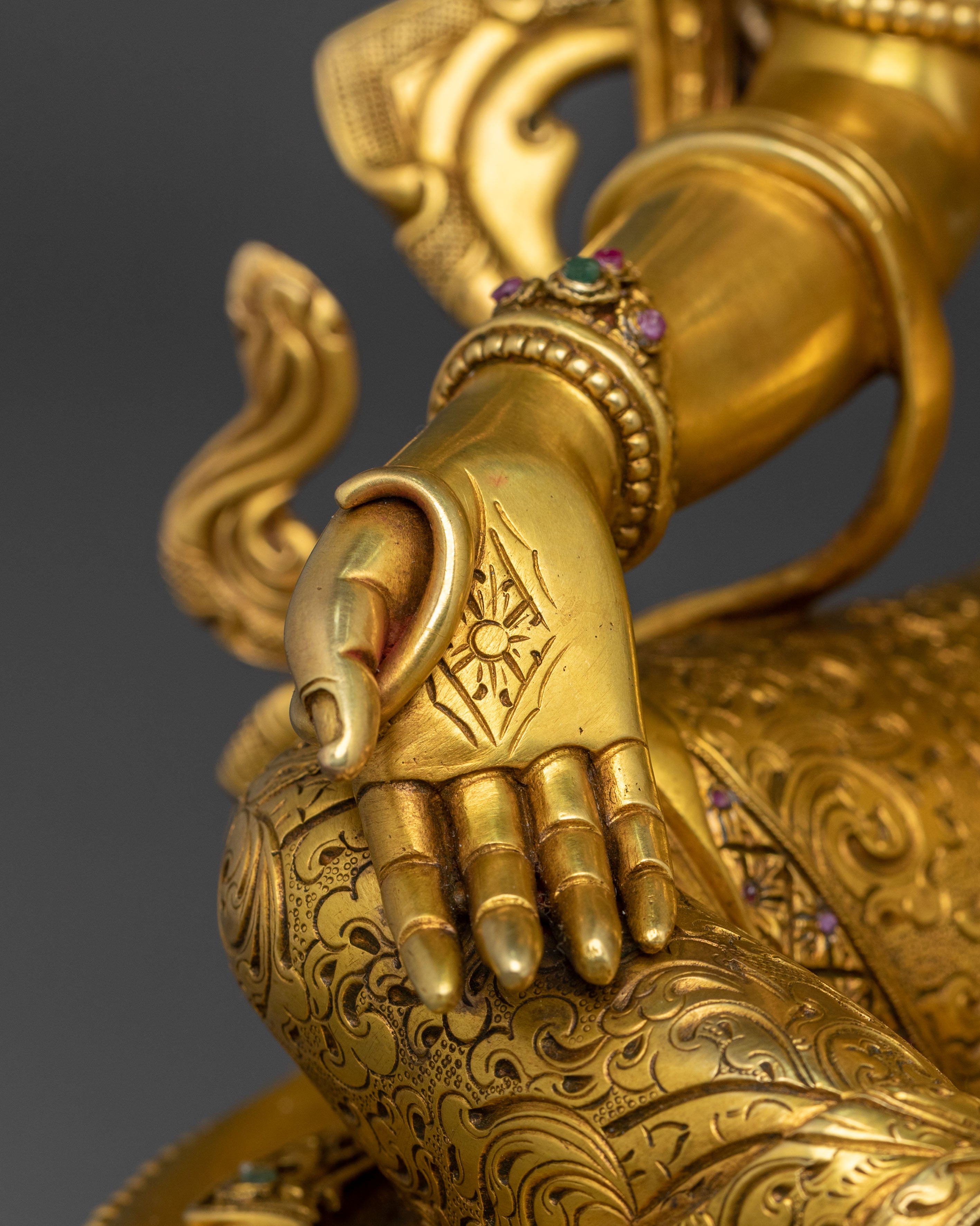 Green Tara 24K Gold Gilded Statue | Mother of all Buddhas