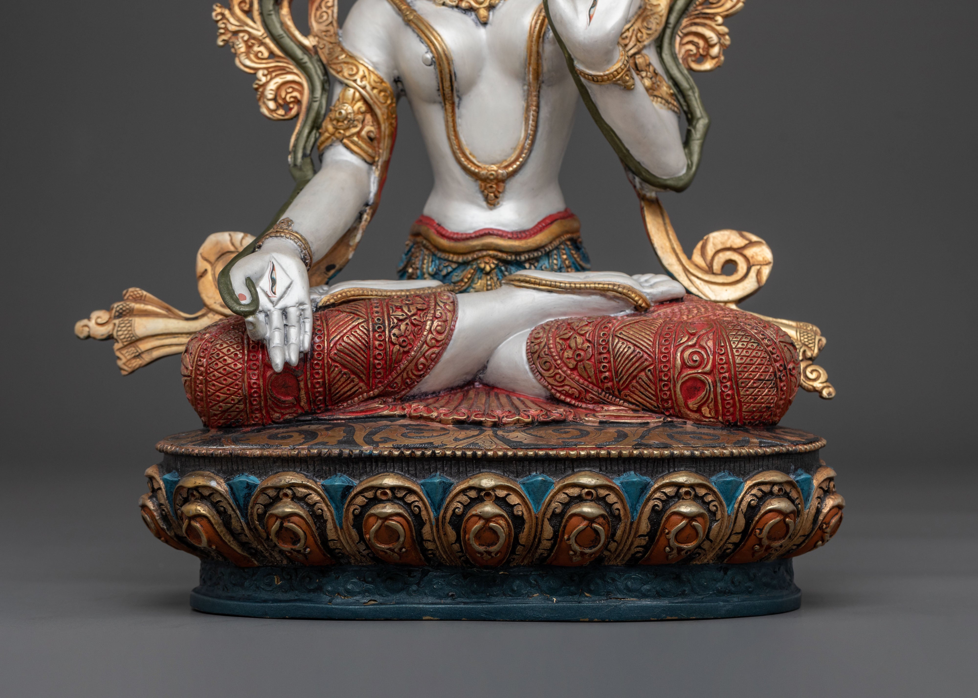 White Tara Wisdom Sculpture | Tibetan Goddess