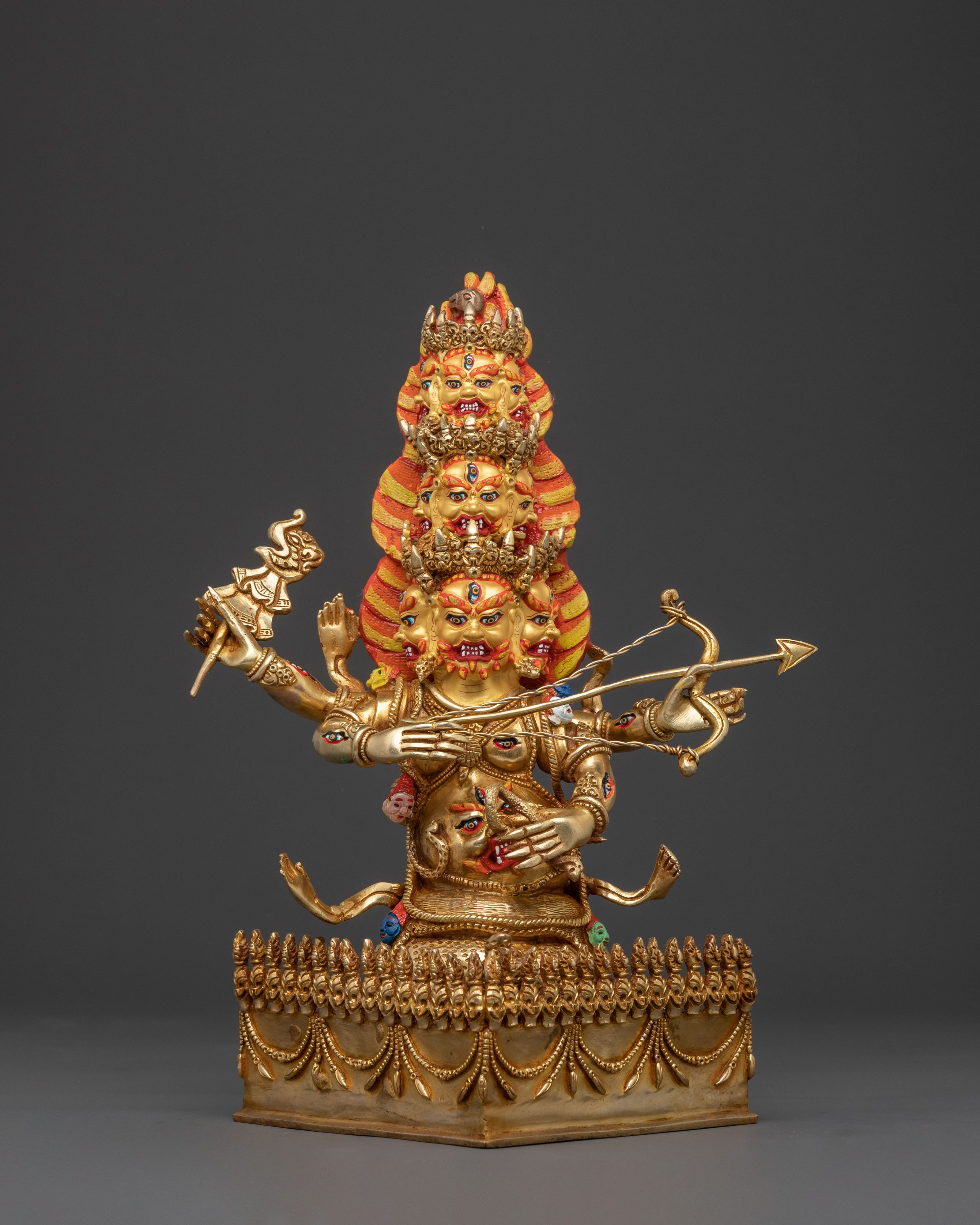 Rahula Wrathful Statue: Fierce Tantric Protector Deity